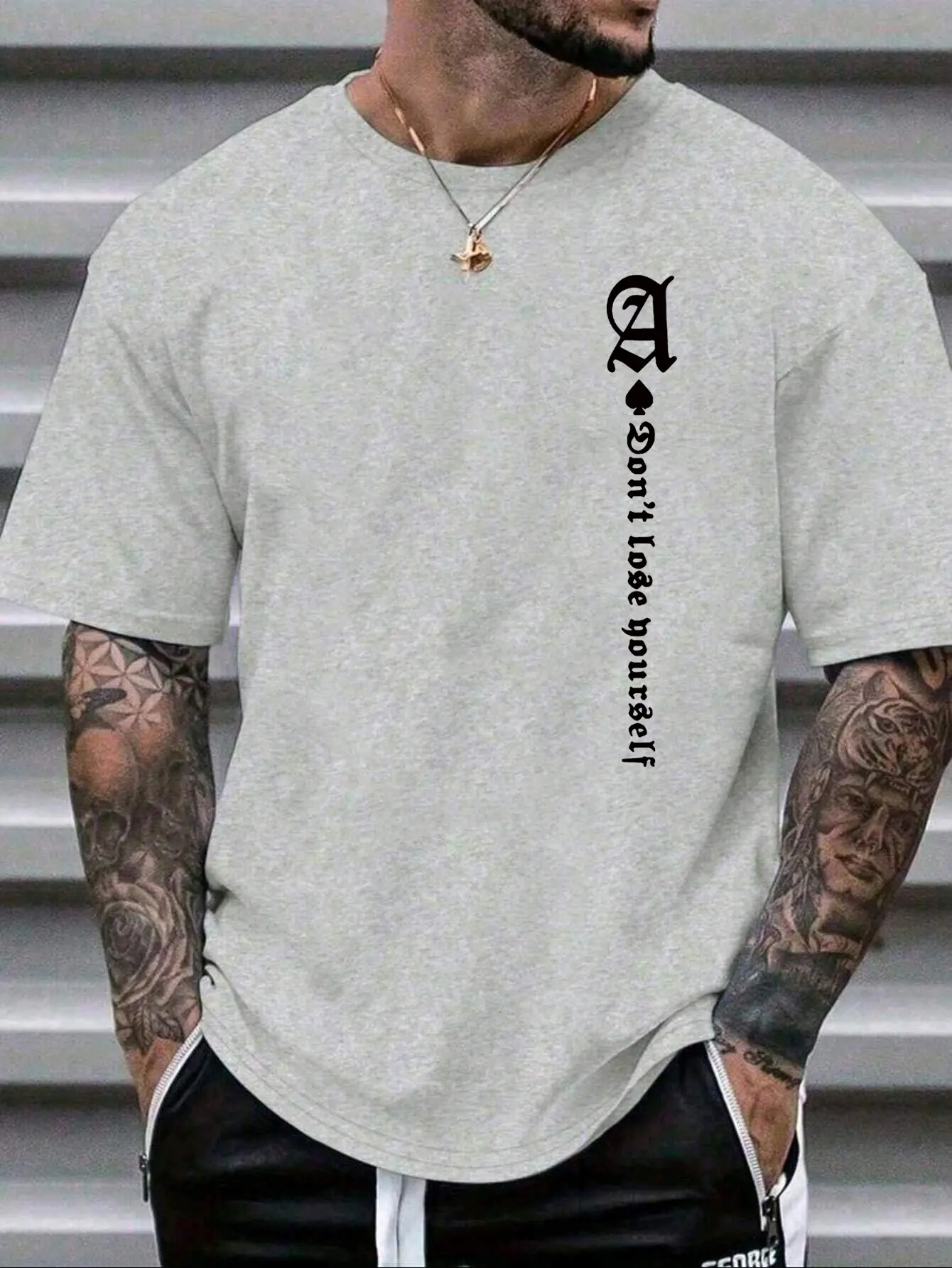 Men's summer 100 cotton fashionable casual loose plus size letter A printed sports round neck short sleeved T-shirt top