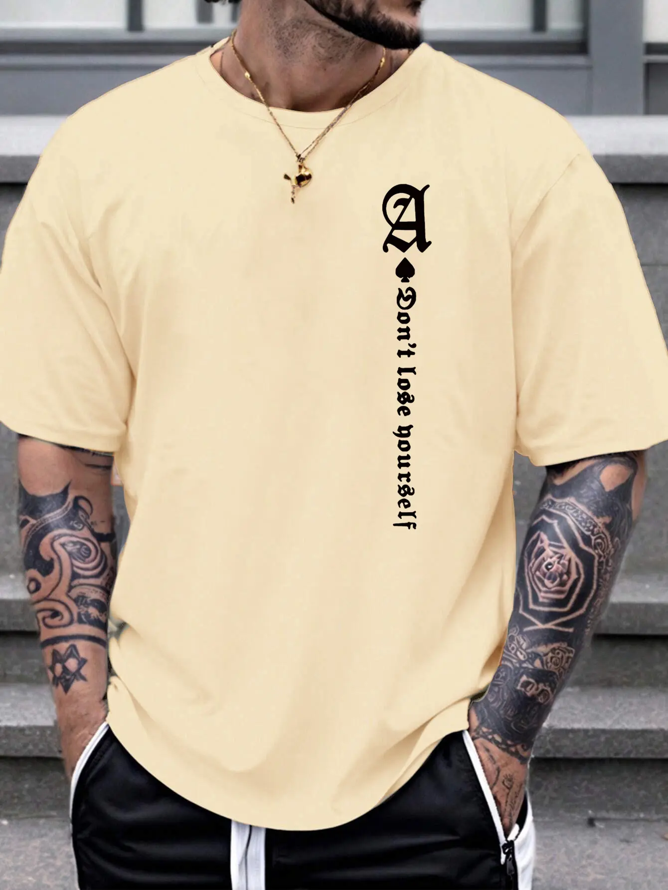 Men's summer 100 cotton fashionable casual loose plus size letter A printed sports round neck short sleeved T-shirt top