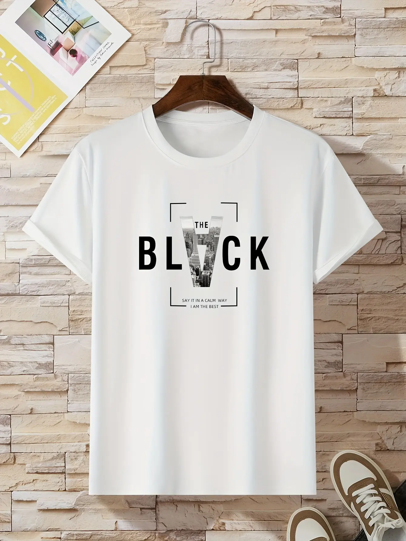 Men's summer 100% pure cotton fashionable casual loose creative letter printed sports round neck short sleeved T-shirt top