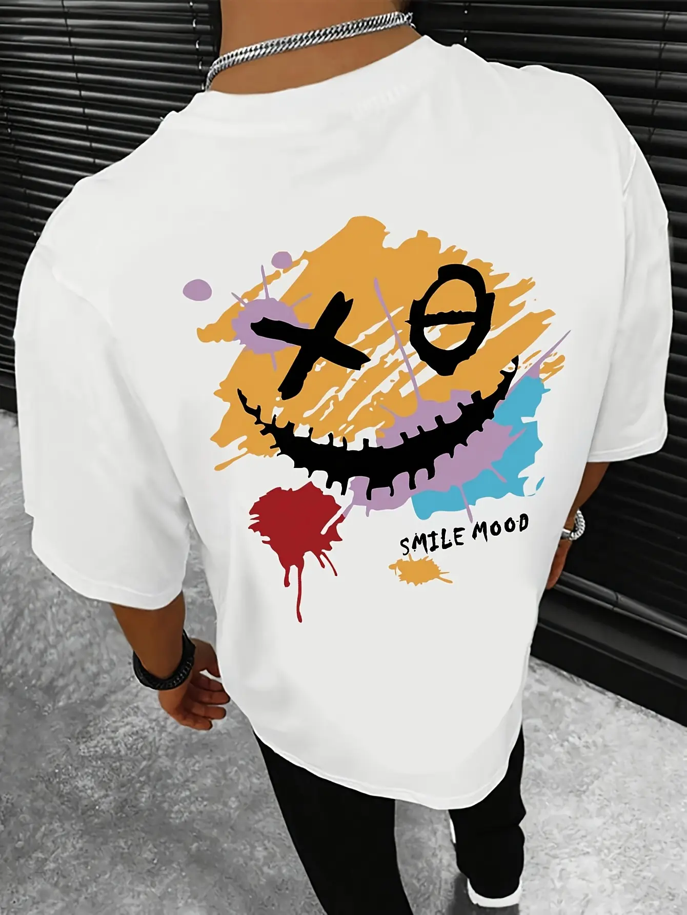 Men's summer 100% pure cotton fashionable casual sports loose cartoon bear pattern printed round neck short sleeved T-shirt top