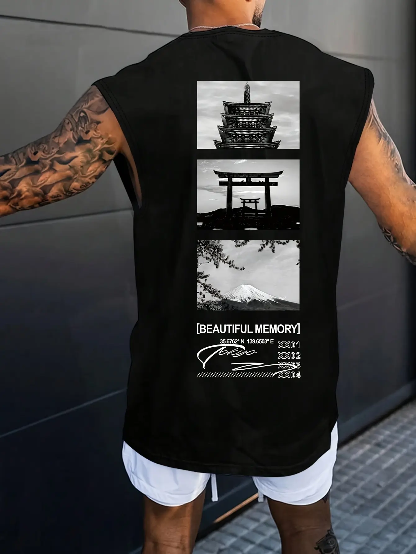 Men's Summer Leisure Sports Fitness Loose Fashion Pattern Printed Comfortable Breathable Round Neck Sleeveless Tank Top