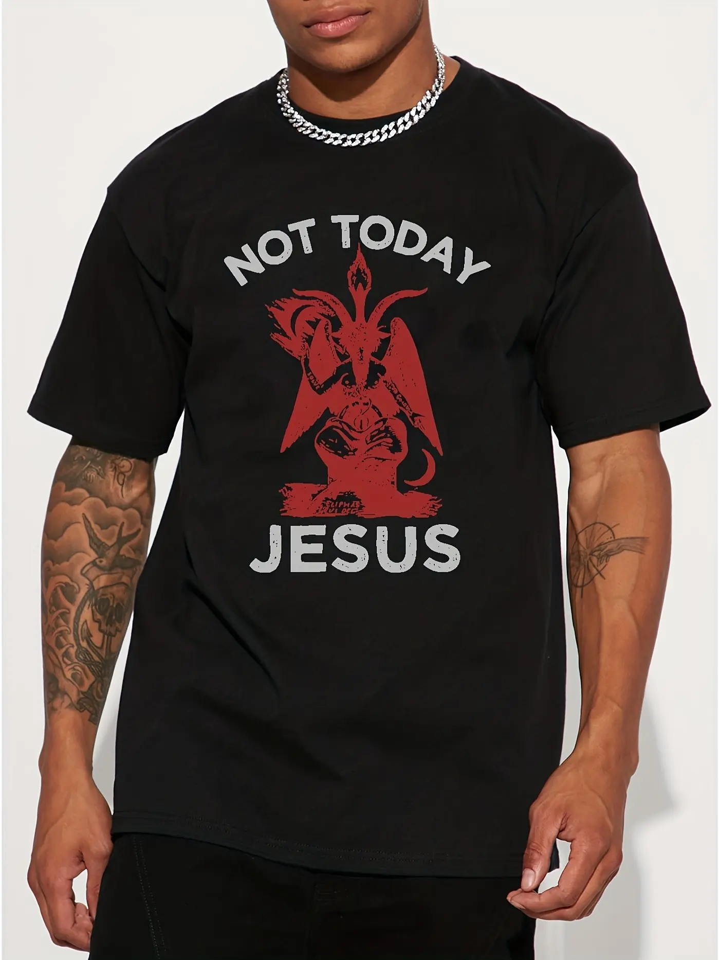 Men's Summer 100% Cotton Fashionable Casual Loose Jesus Calling Pattern Printed Round Neck Short Sleeve T-shirt Top