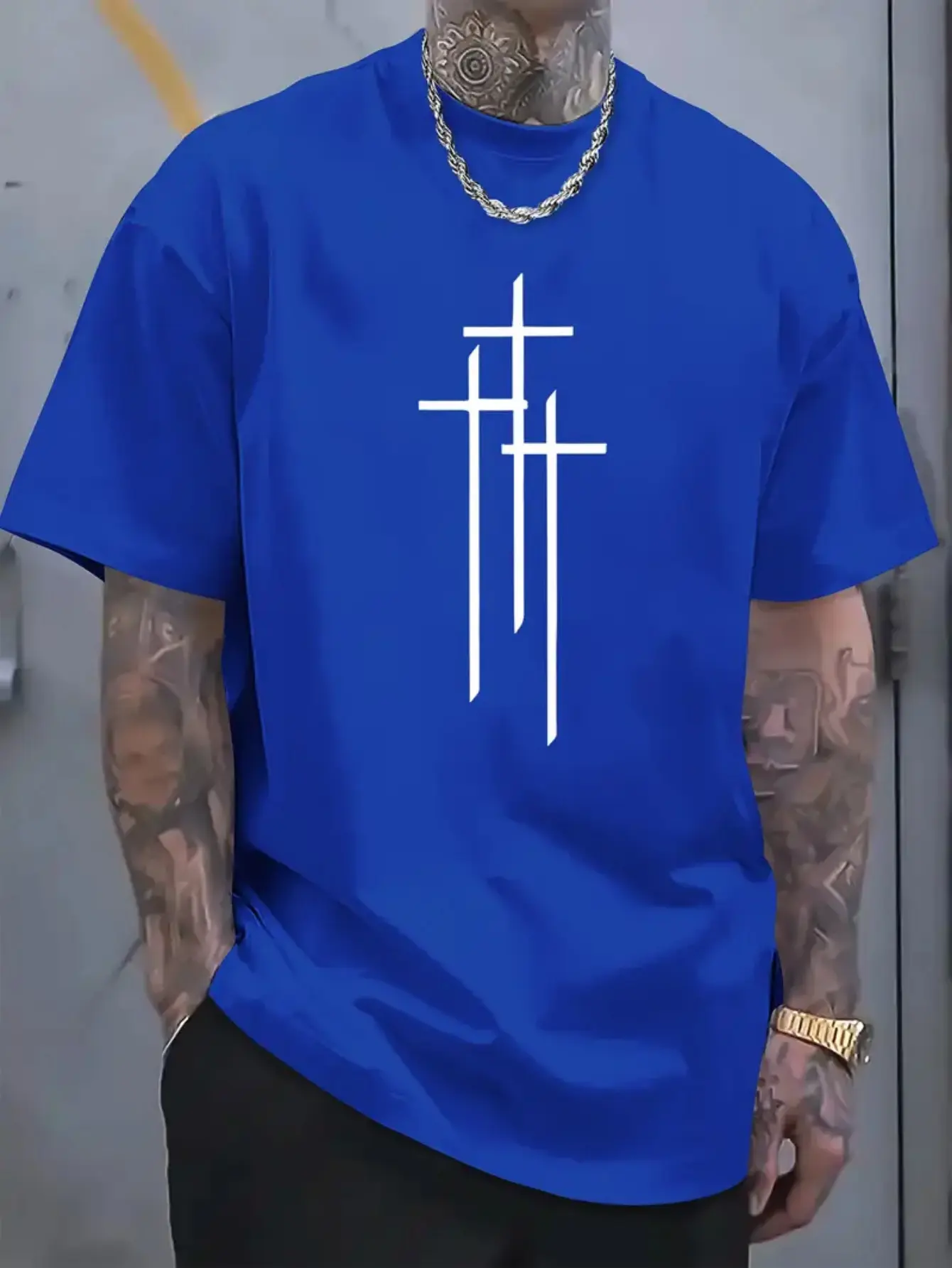 Men's summer 100 cotton fashionable casual sports loose plus size letter pattern printed round neck short sleeved T-shirt