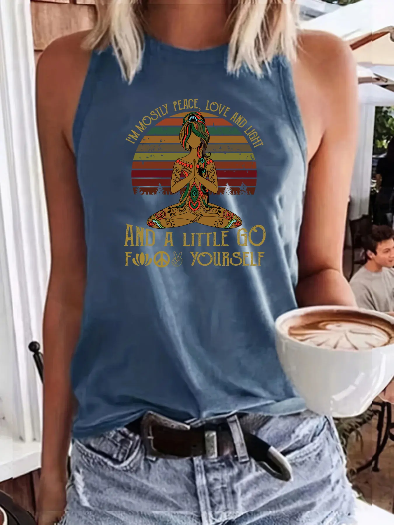 Women's summer casual loose size creative pattern printed round neck sleeveless vest fashion T-shirt top