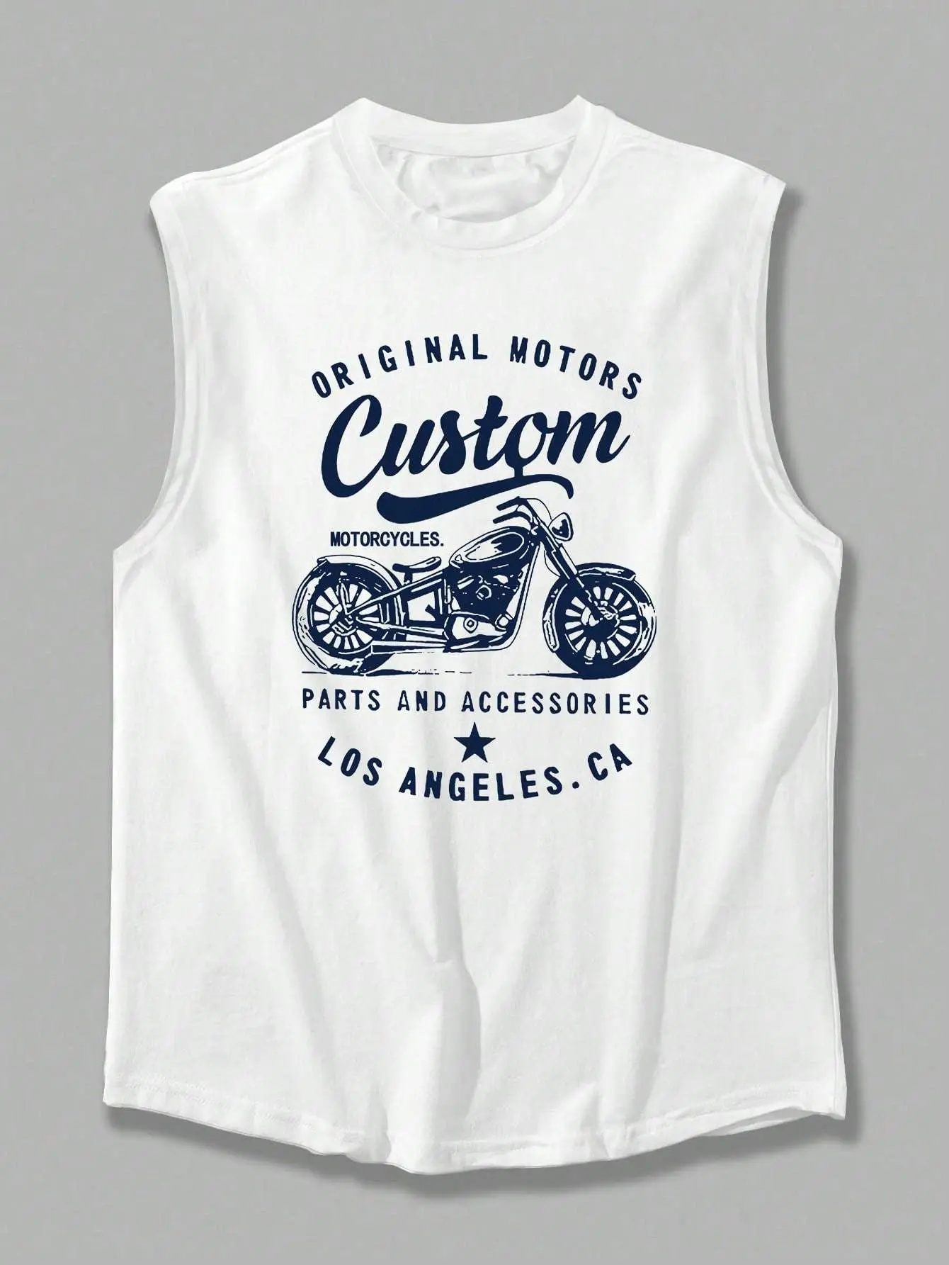 Men's summer fashion casual sports loose retro motorcycle pattern print comfortable breathable round neck sleeveless vest