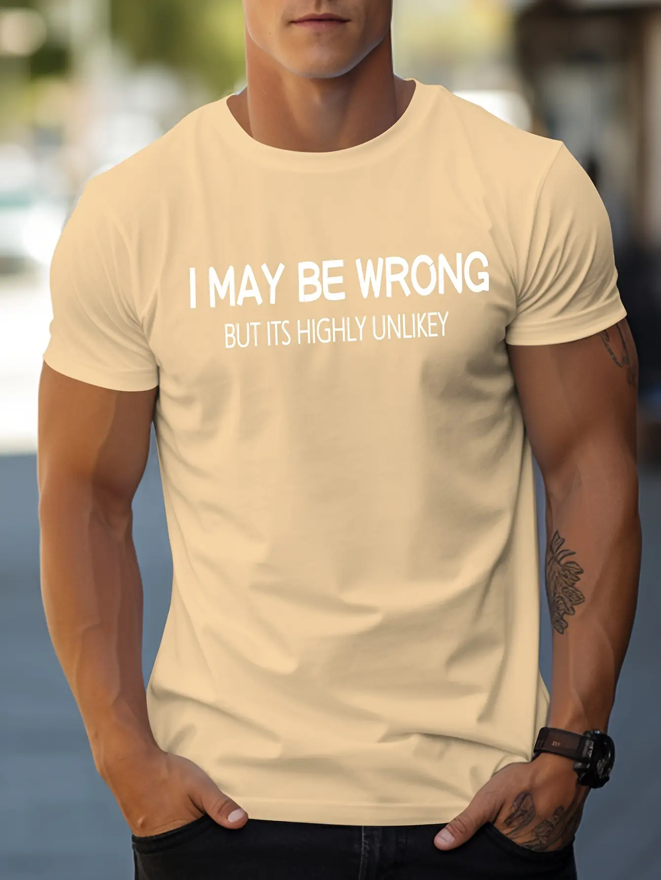 Men's summer 100% pure cotton fashionable casual loose English quote printed round neck short sleeved T-shirt top