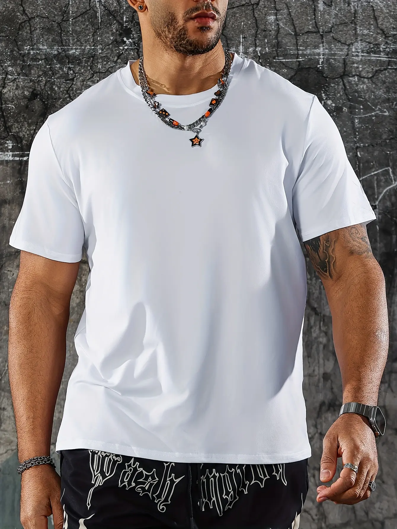 Men's summer 100 cotton fashionable casual loose fit plus palm tree pattern printed vacation round neck short sleeved T-shirt