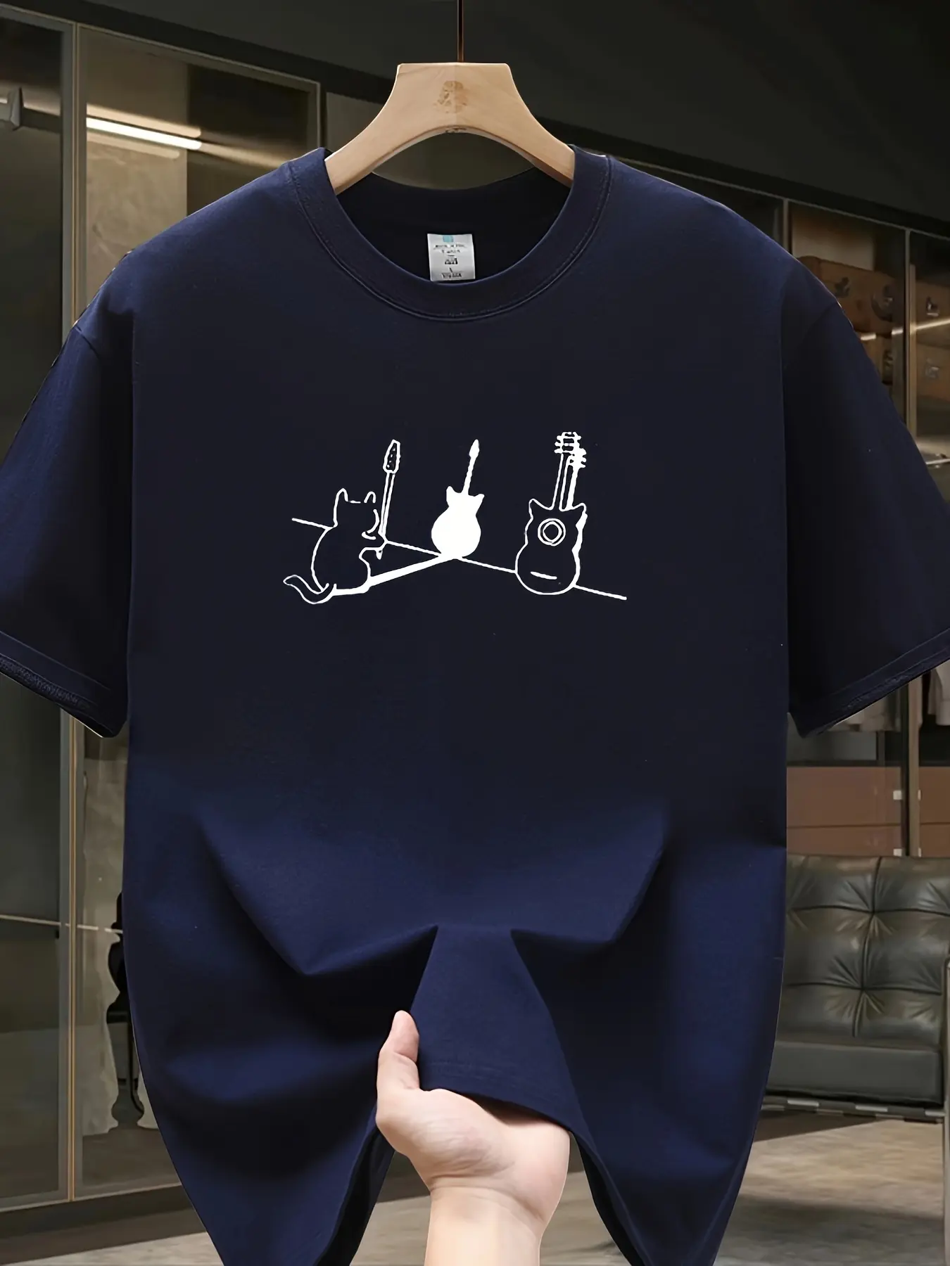 Men's Summer 100% Cotton Fashionable Casual Sports Loose Trendy Brand Pattern Printed Round Neck Short Sleeve T-shirt Top