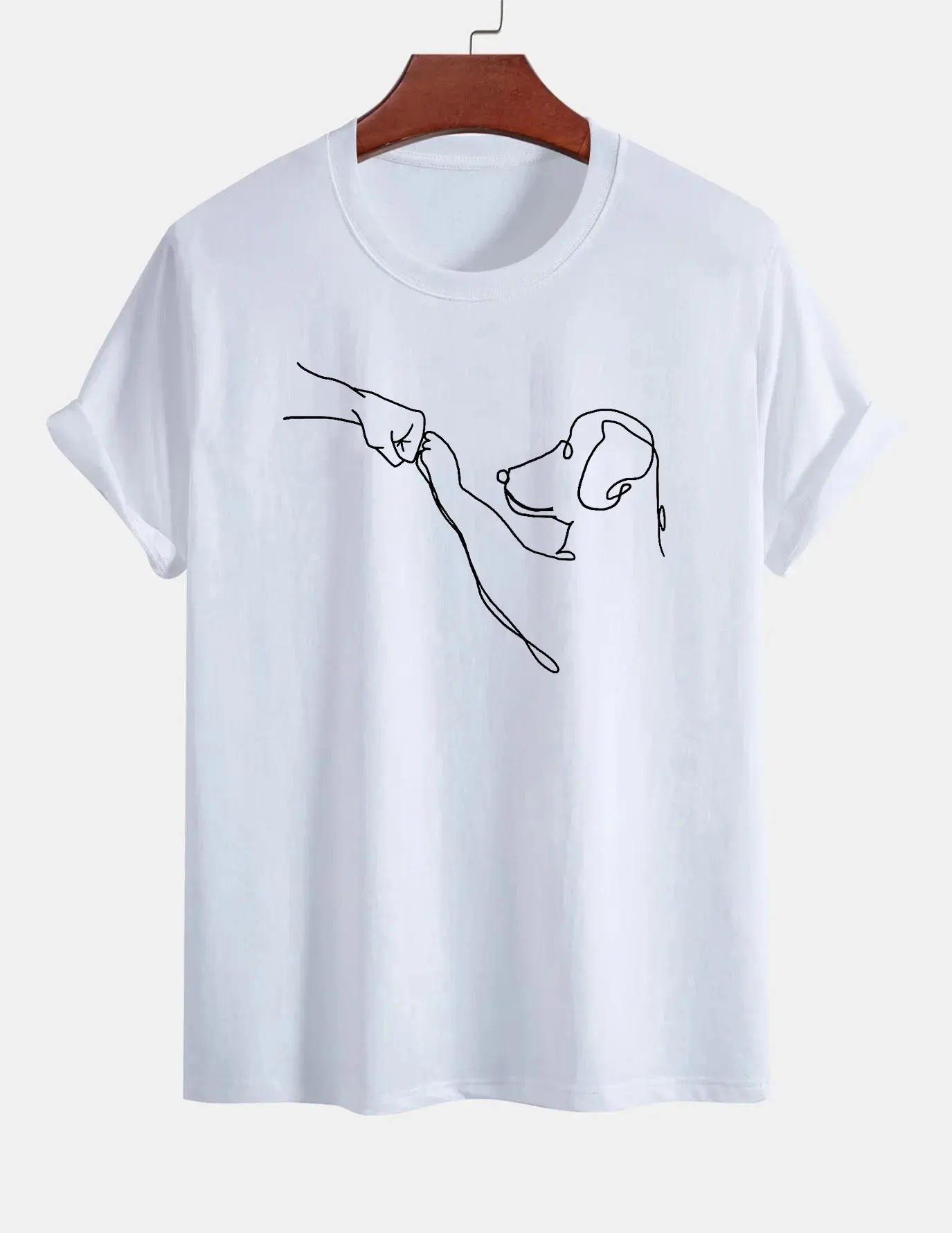 Women's T-shirt 100% pure cotton summer casual loose fashion fun dog pattern printed round neck short sleeved T-shirt top