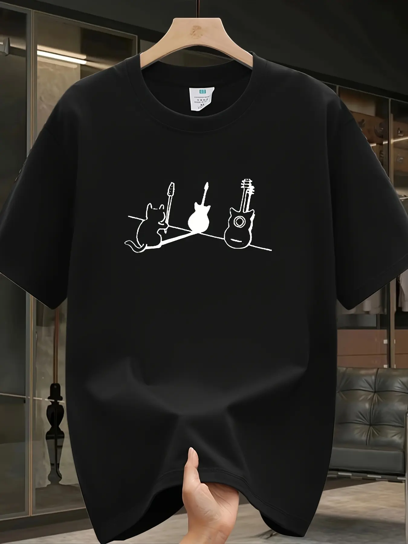 Men's Summer 100% Cotton Fashionable Casual Sports Loose Trendy Brand Pattern Printed Round Neck Short Sleeve T-shirt Top