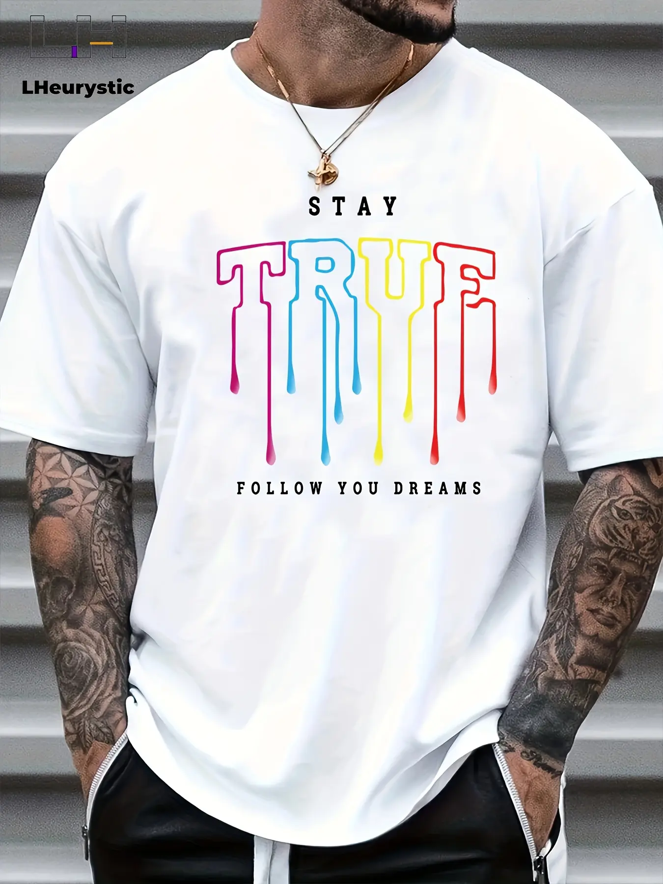 Men's summer 100% pure cotton fashionable sports casual loose stay letter print round neck short sleeved T-shirt top
