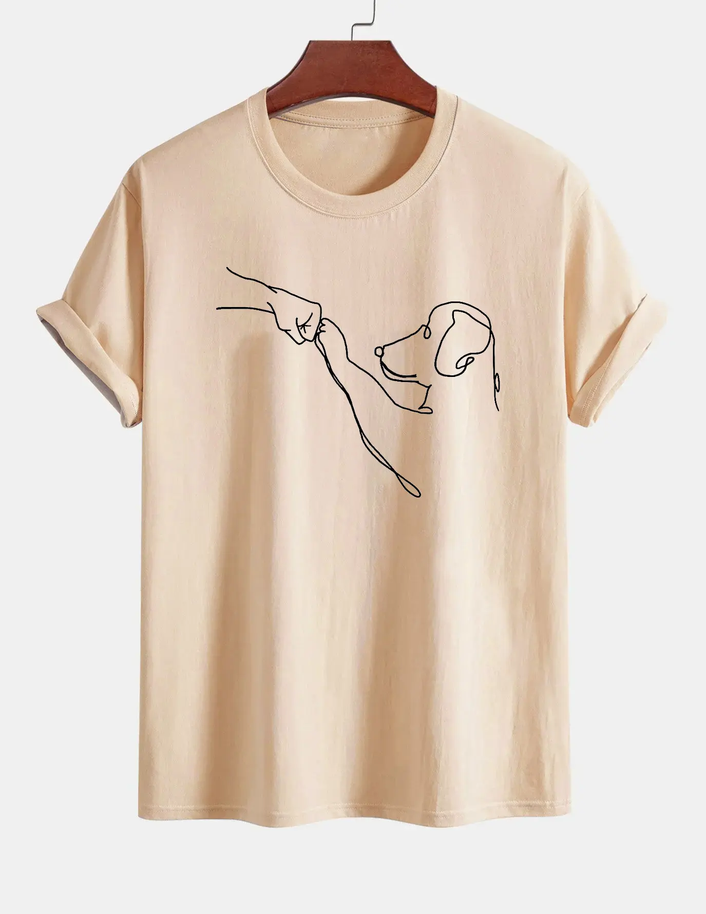 Women's T-shirt 100% pure cotton summer casual loose fashion fun dog pattern printed round neck short sleeved T-shirt top