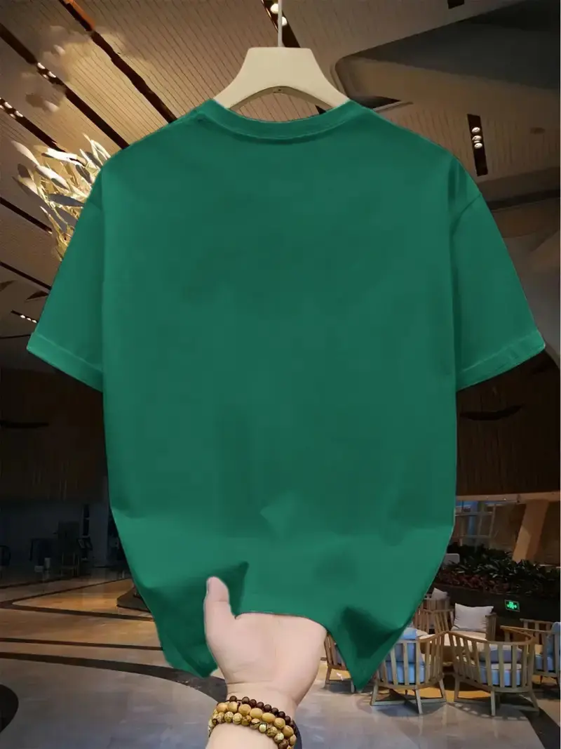 Men's summer 100% pure cotton fashionable casual loose and simple wing pattern printed round neck short sleeved T-shirt top