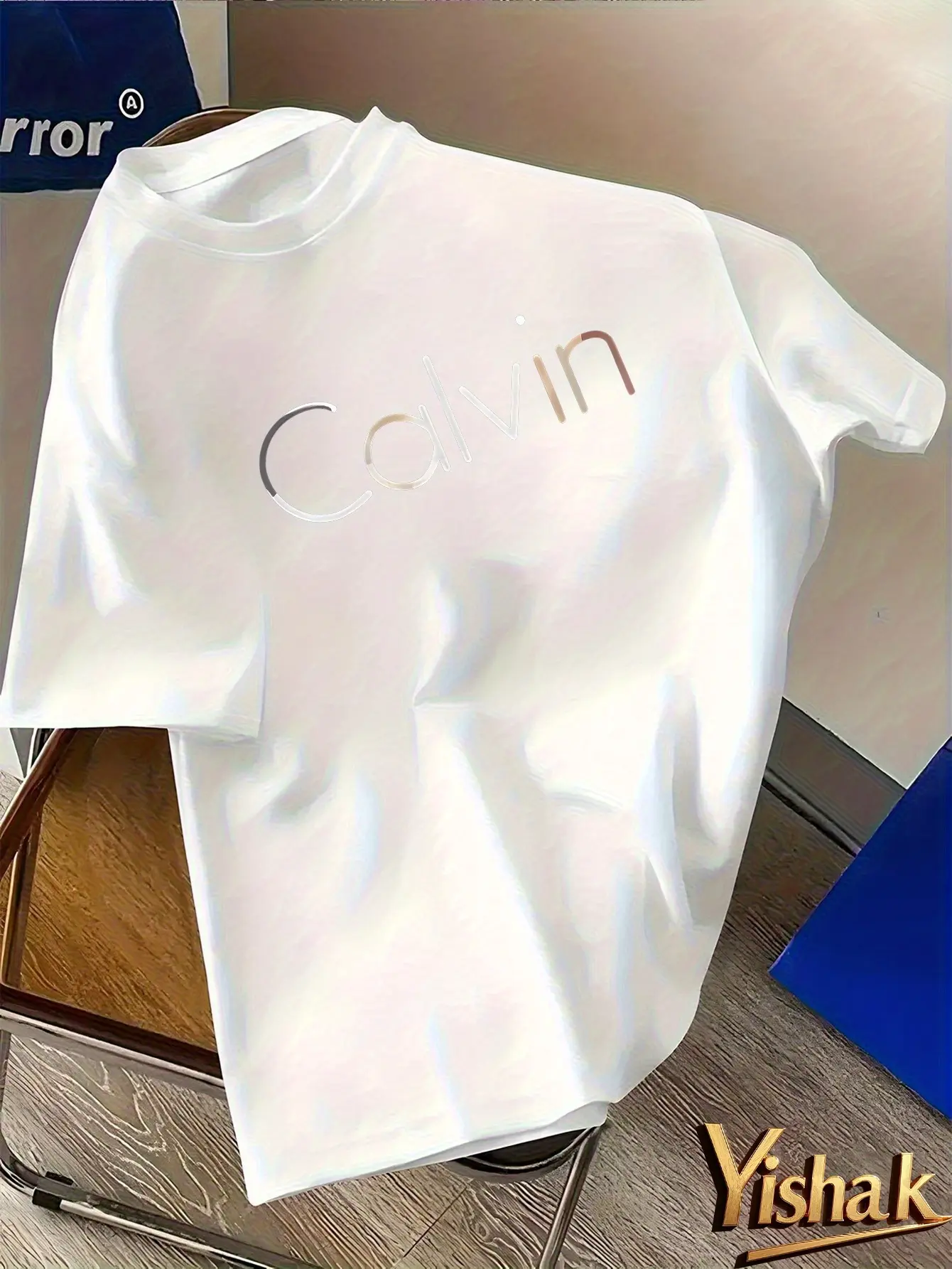 Men's summer 100% pure cotton fashionable casual sports loose Calvin letter pattern printed round neck short sleeved T-shirt top