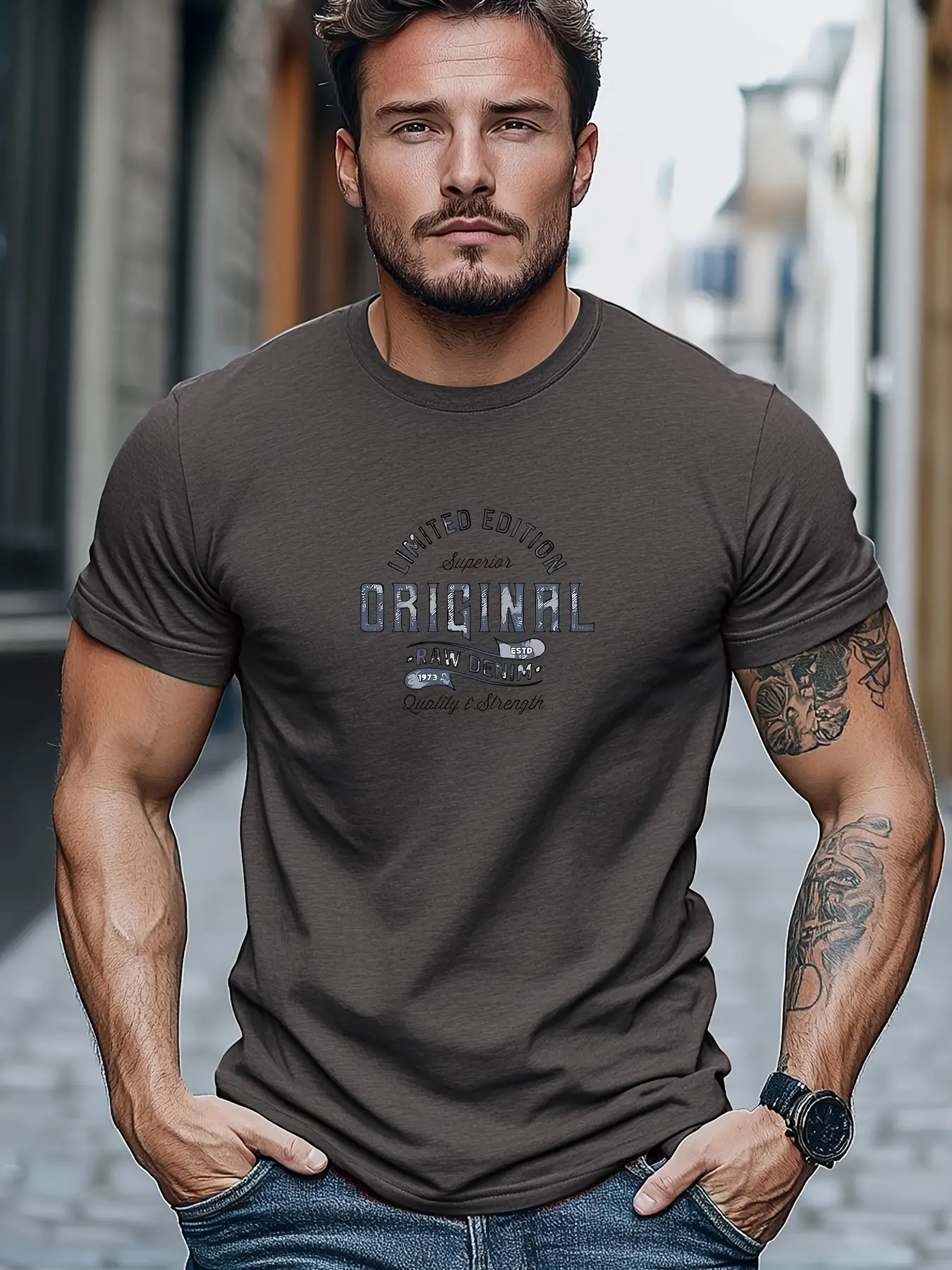 Men's summer 100% pure cotton fashionable casual loose pattern printed round neck short sleeved T-shirt top