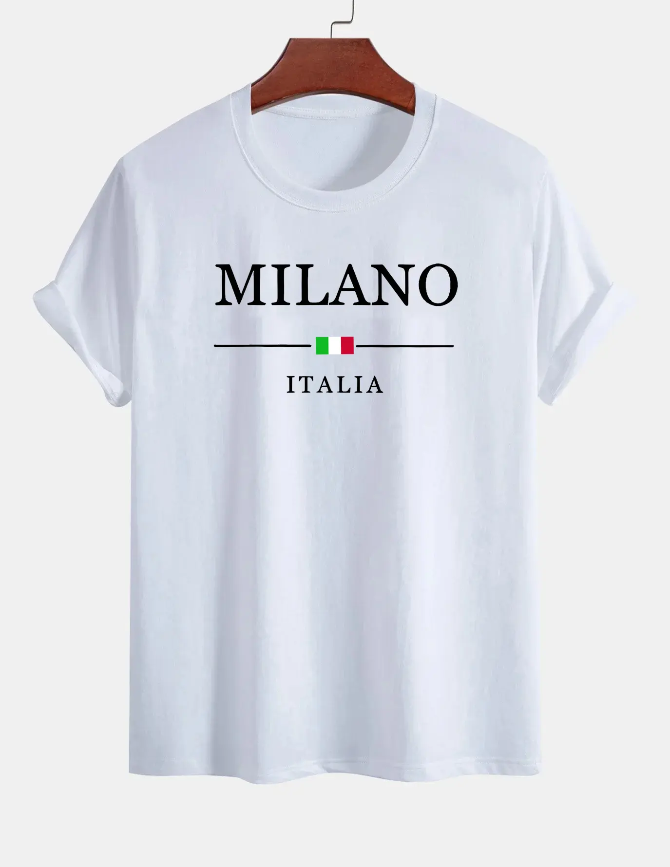 Women's T-shirt 100% pure cotton summer casual loose fashion MILANO ITALIA pattern printed round neck short sleeved T-shirt top