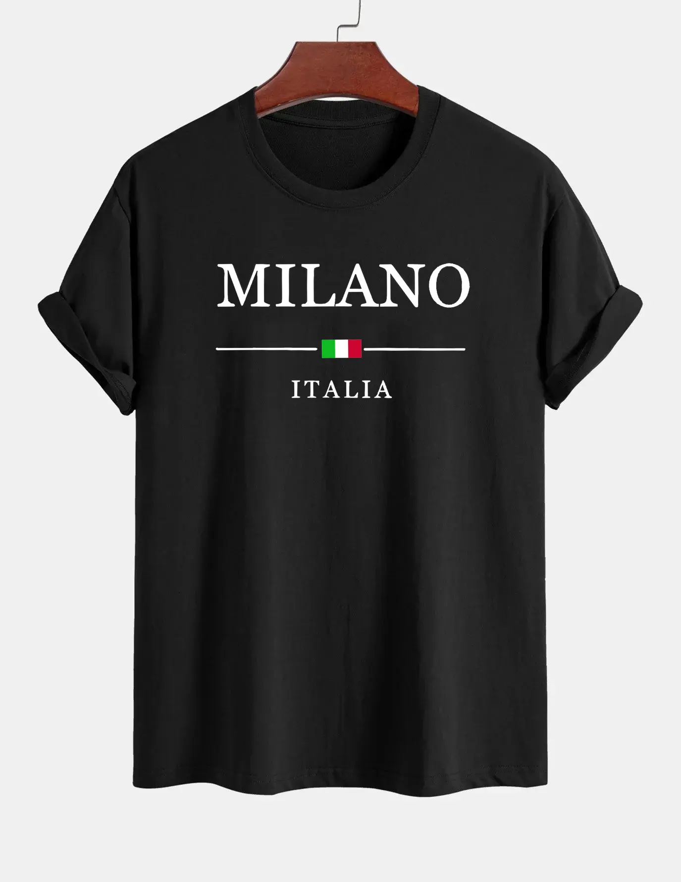 Women's T-shirt 100% pure cotton summer casual loose fashion MILANO ITALIA pattern printed round neck short sleeved T-shirt top