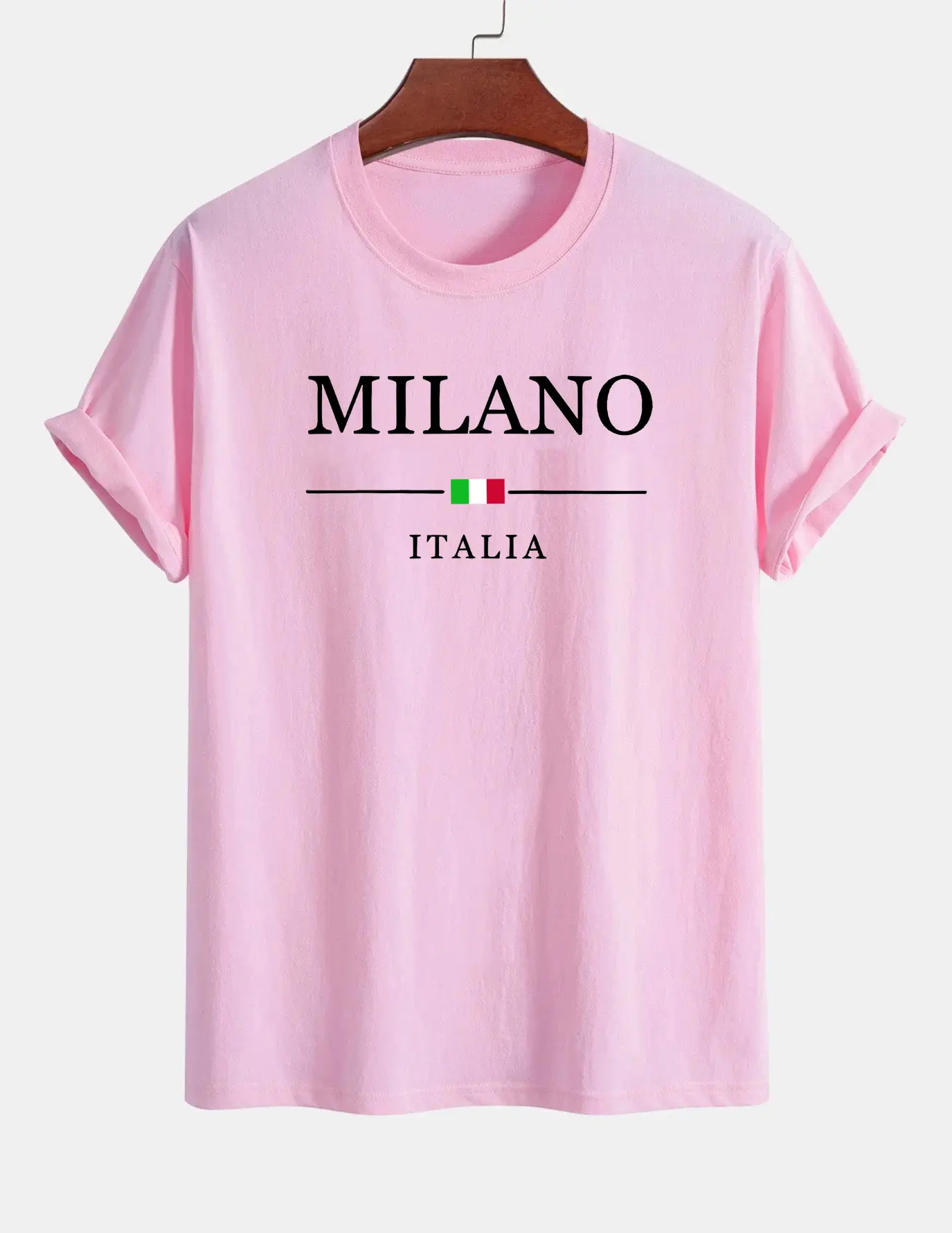 Women's T-shirt 100% pure cotton summer casual loose fashion MILANO ITALIA pattern printed round neck short sleeved T-shirt top