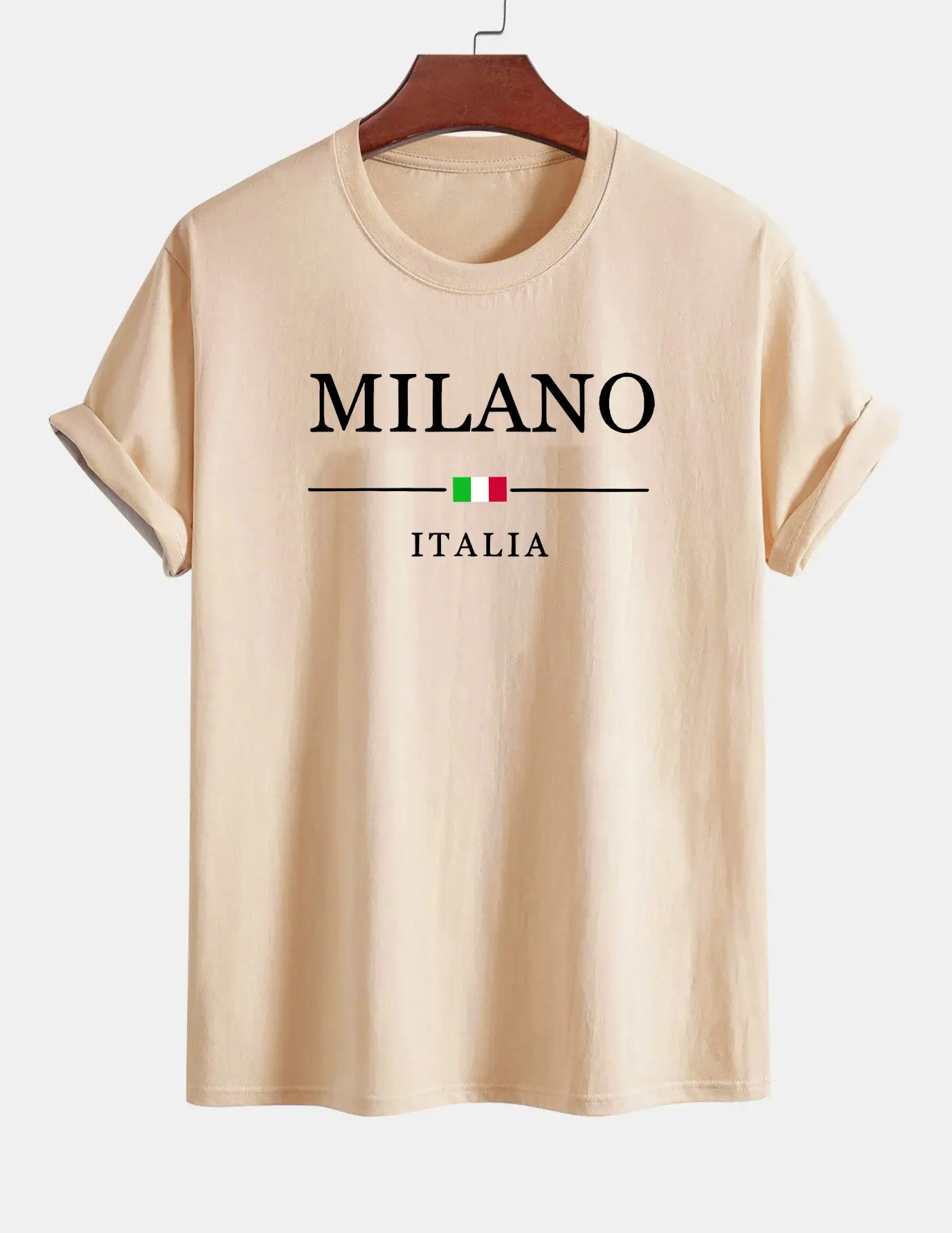 Women's T-shirt 100% pure cotton summer casual loose fashion MILANO ITALIA pattern printed round neck short sleeved T-shirt top