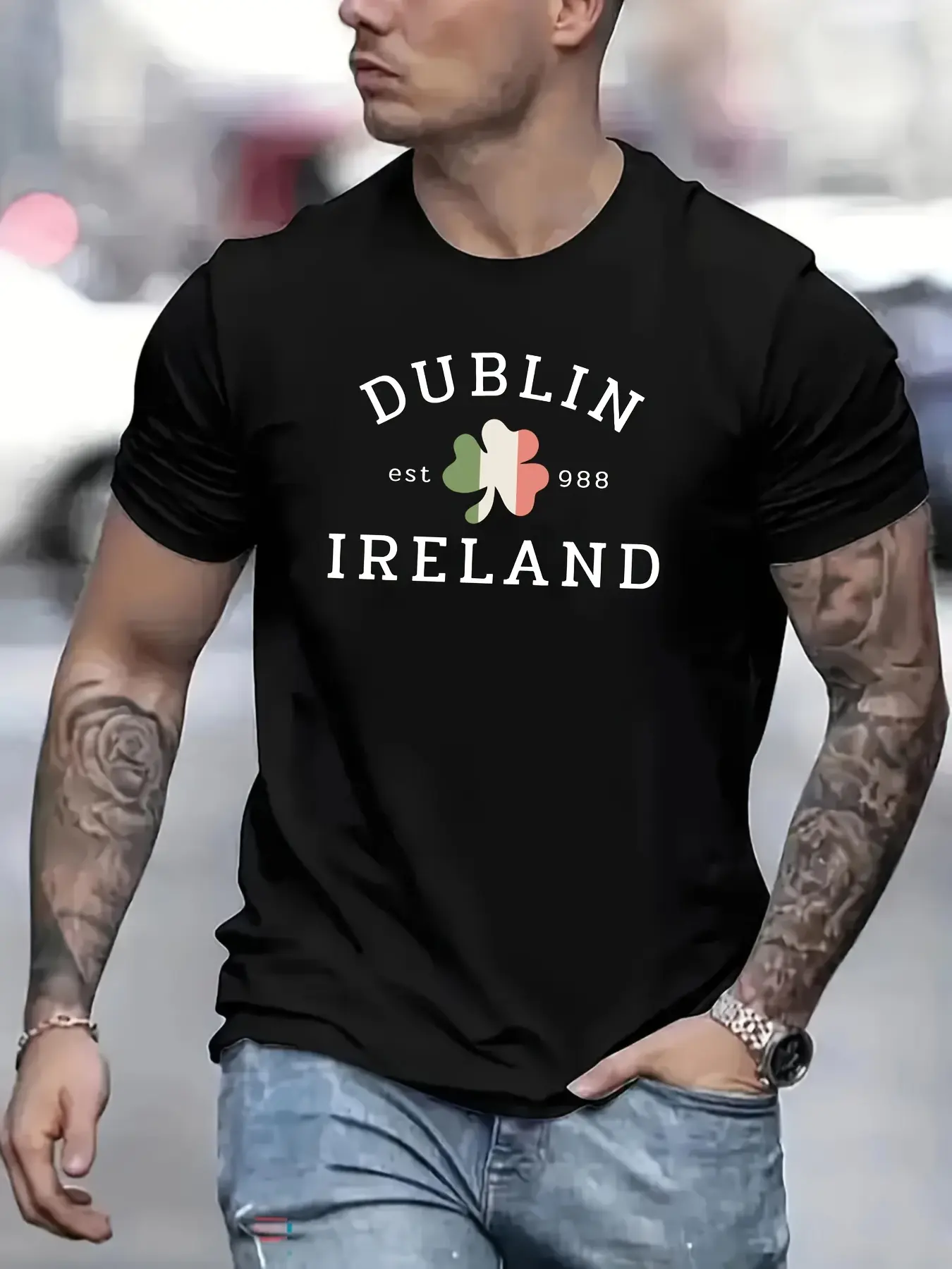 Men's Summer 100% Cotton Fashionable Casual Loose Large Fun English Printed Sports Round Neck Short Sleeve T-shirt Top