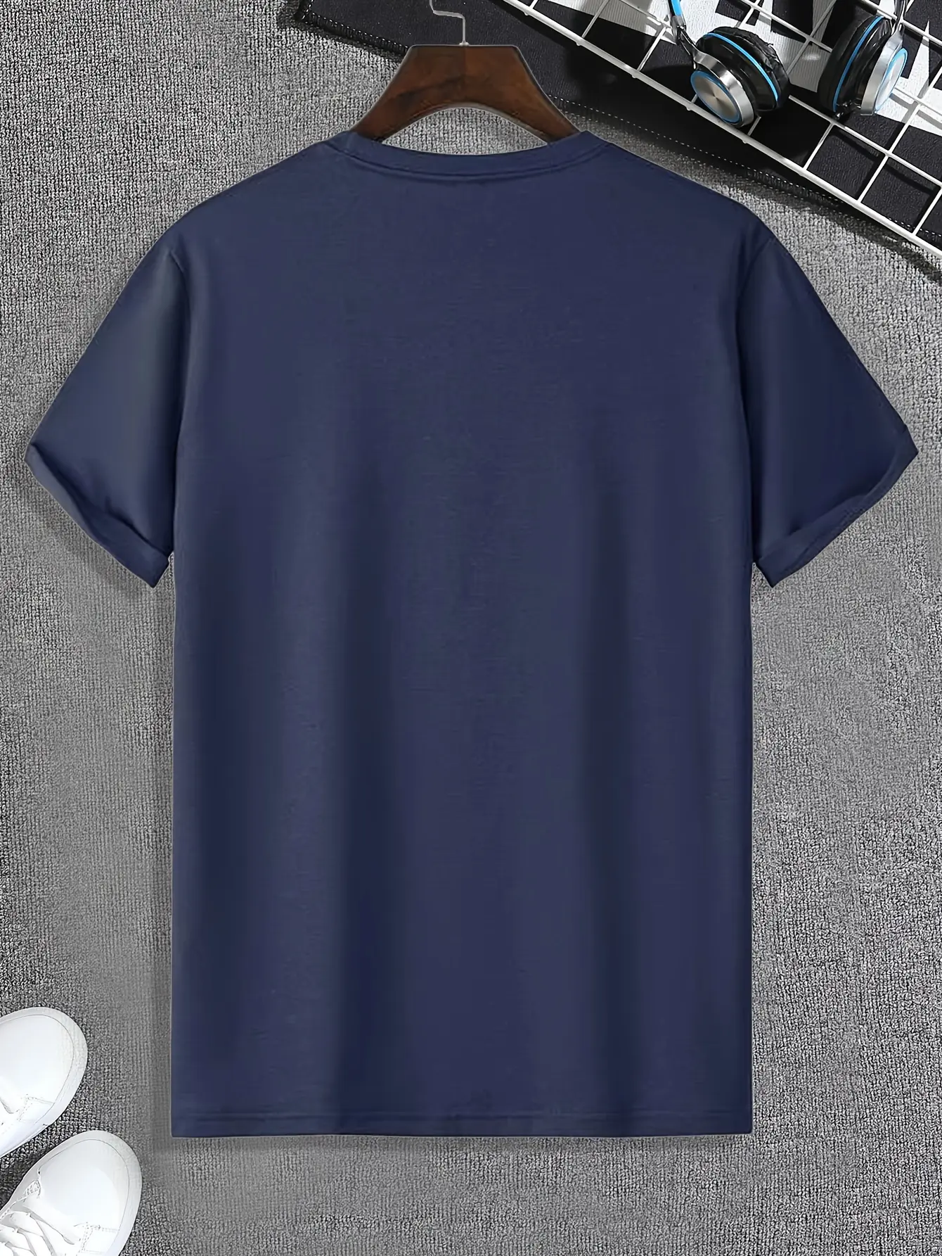 Men's Summer 100% Cotton Fashionable Casual Loose Large Fun English Printed Sports Round Neck Short Sleeve T-shirt Top