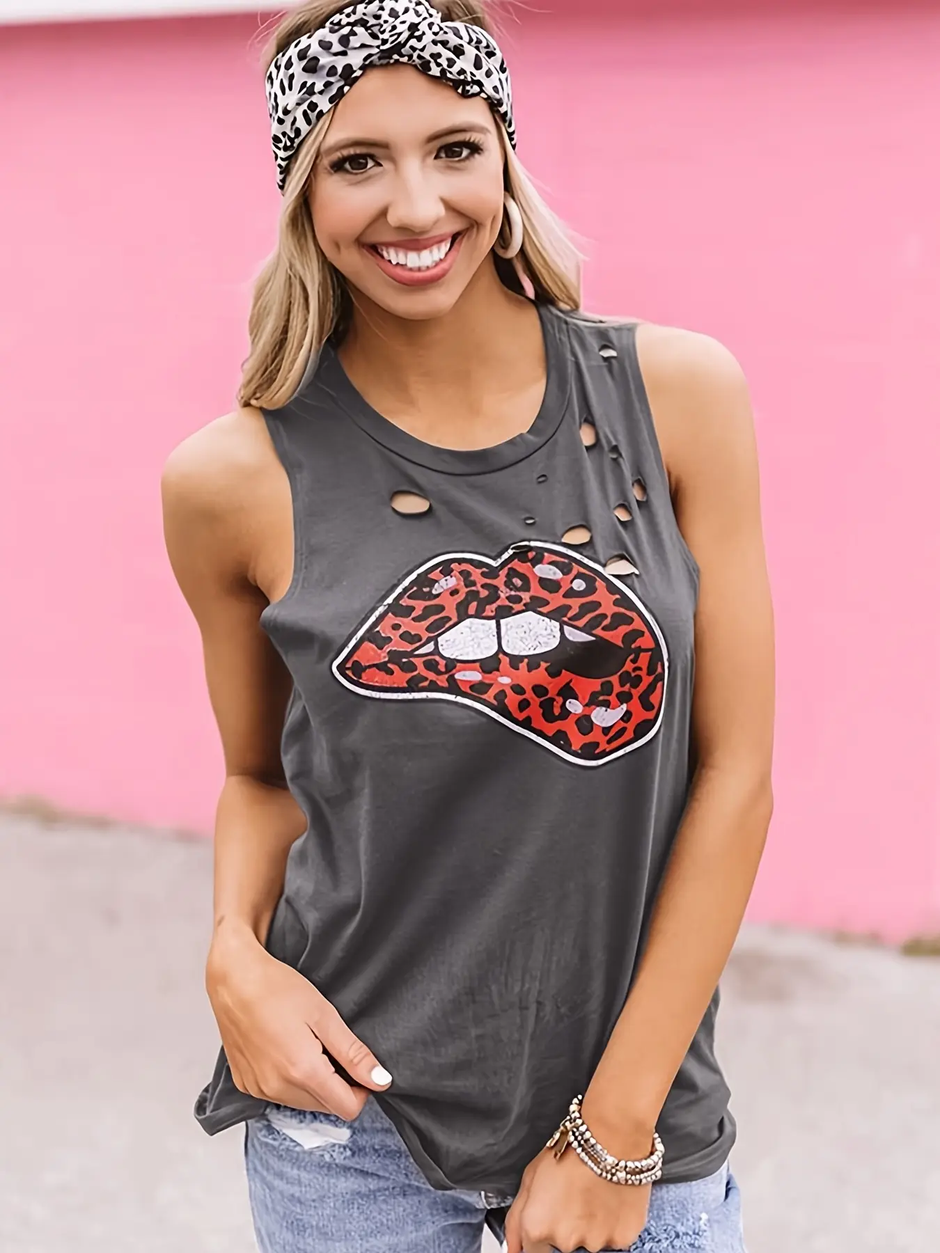 Summer Women's Casual Sleeveless Tank Top T-shirt Tshirts Creativity Streettshirt Individual Casual Clothes