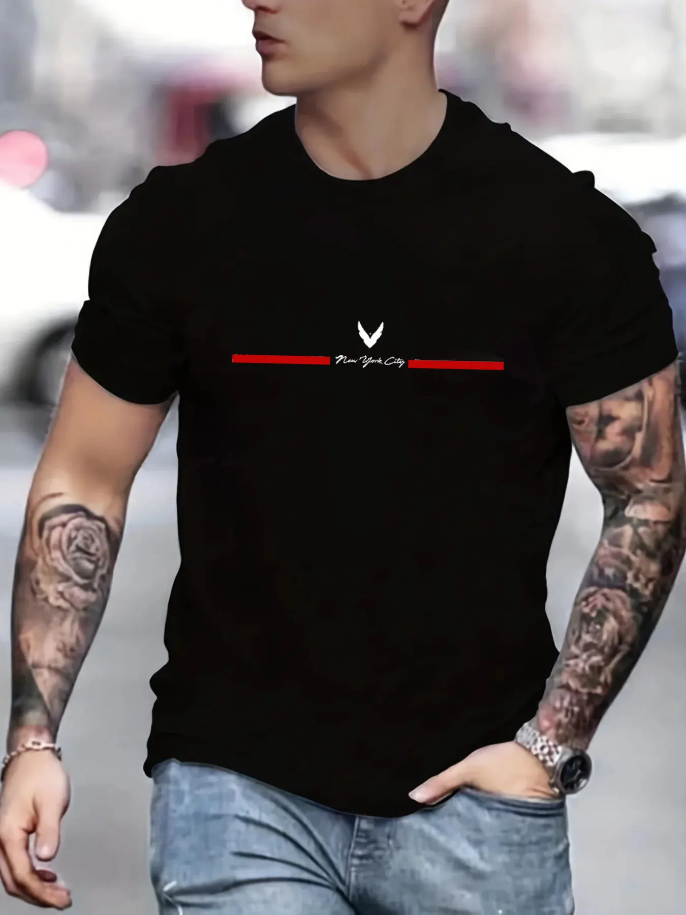 Men's 100 cotton summer loose plus size letter print slim fit comfortable casual sports round neck short sleeved T-shirt top