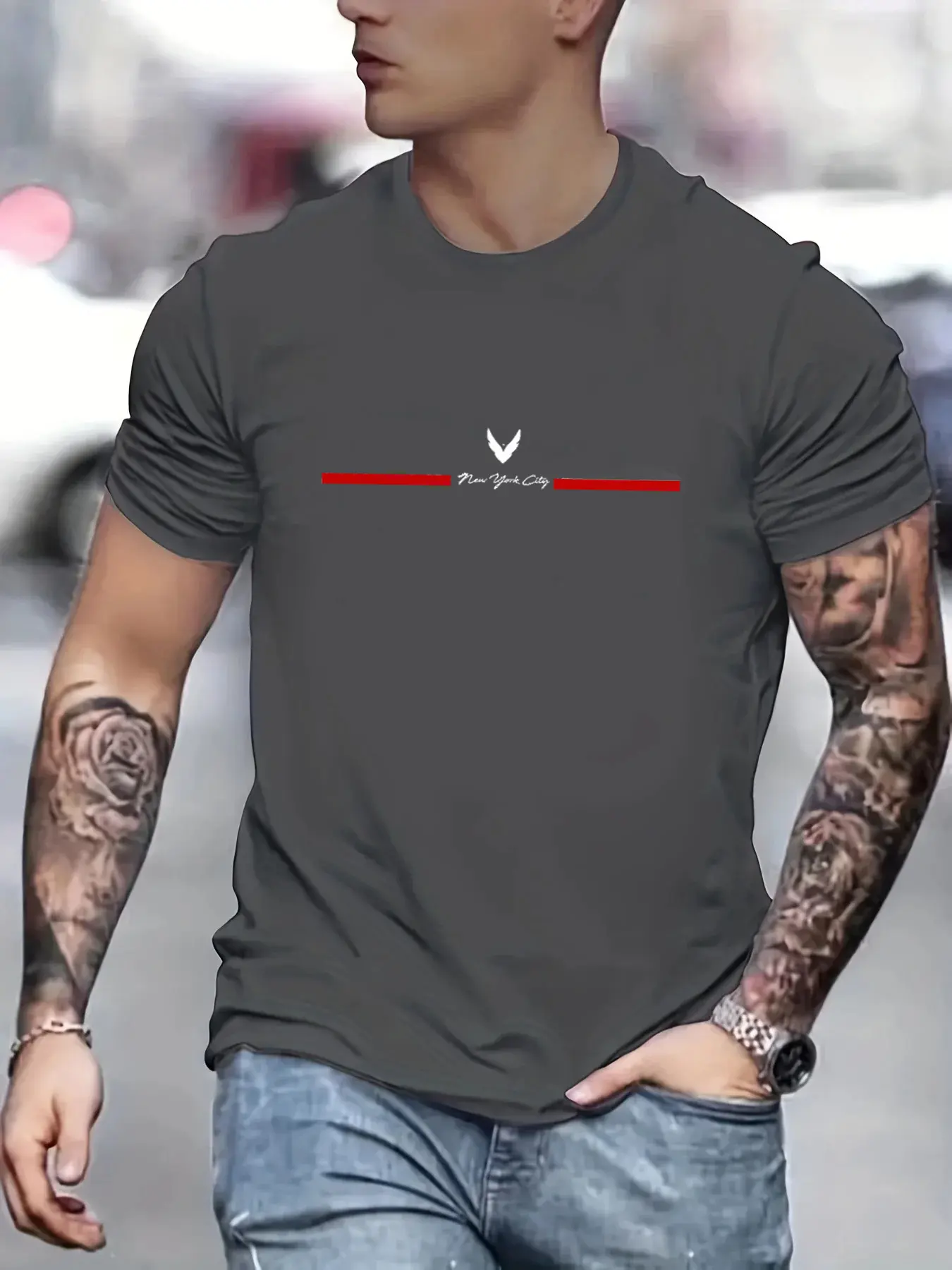 Men's 100 cotton summer loose plus size letter print slim fit comfortable casual sports round neck short sleeved T-shirt top