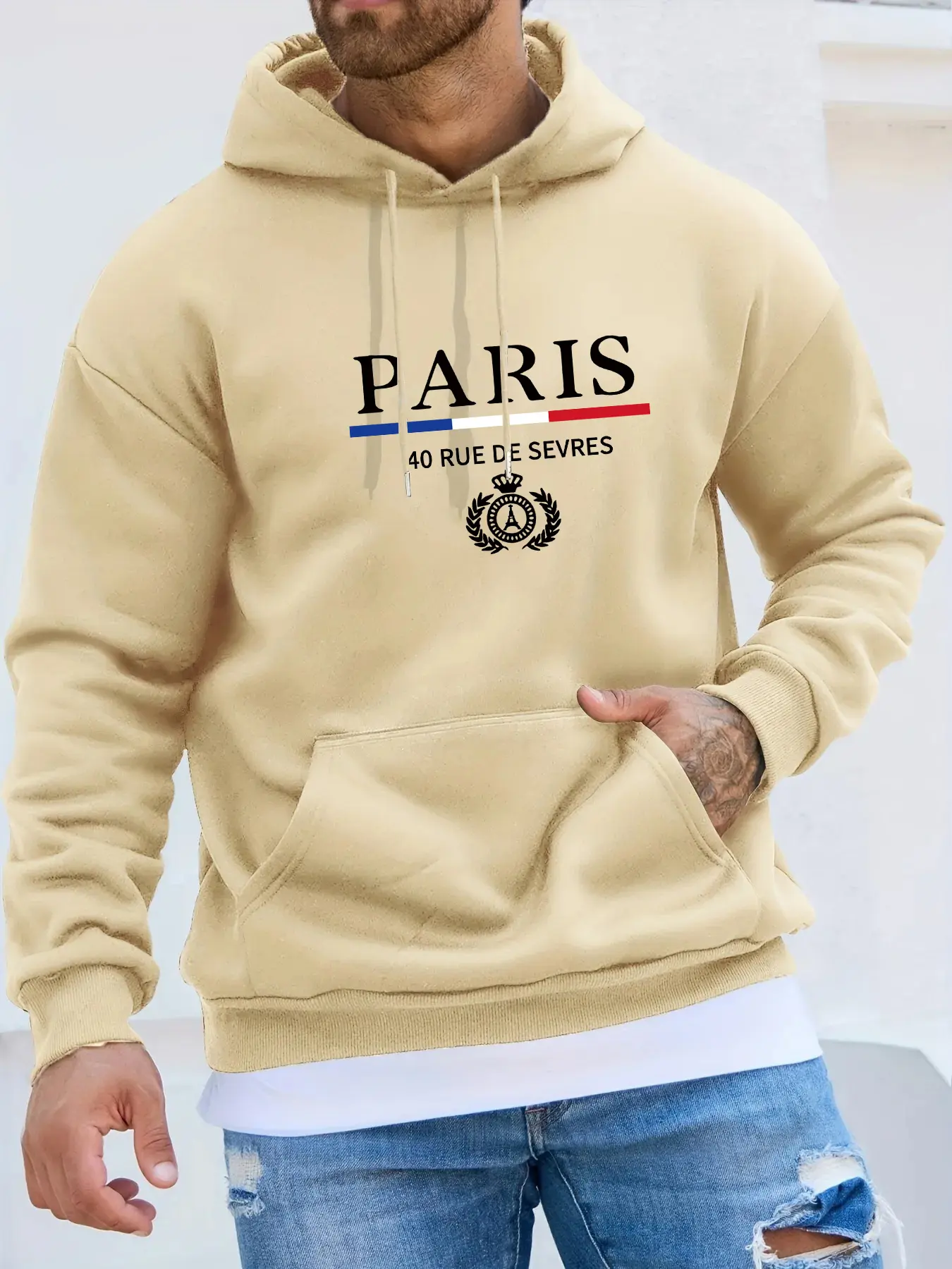 Men's Autumn Winter Hooded Fashion Sweater Tshirt Tops T-shirts  Sleeve O-neck Pactwork Casual T shirts for Men