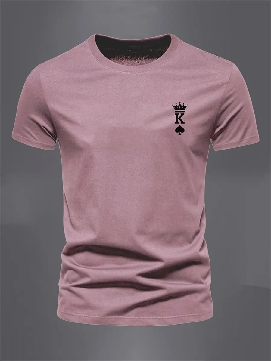 Men's Summer Loose Fit  100 Cotton K king pattern Printed T-shirt Tops