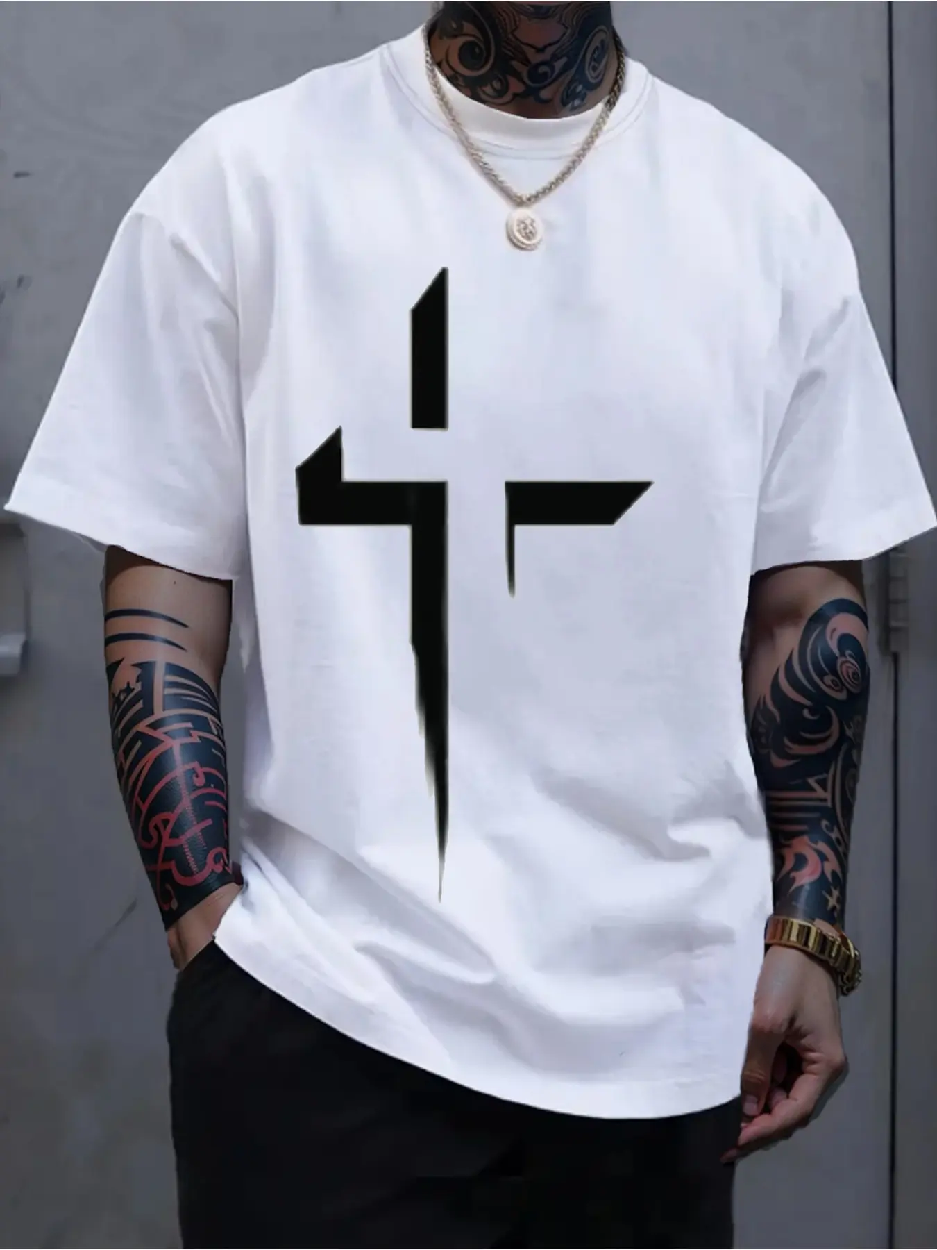 Men's Summer Loose Size 100% Cotton Classic Letter Number Pattern Printed Slim Fit Casual Round Neck Short Sleeve T-shirt Top