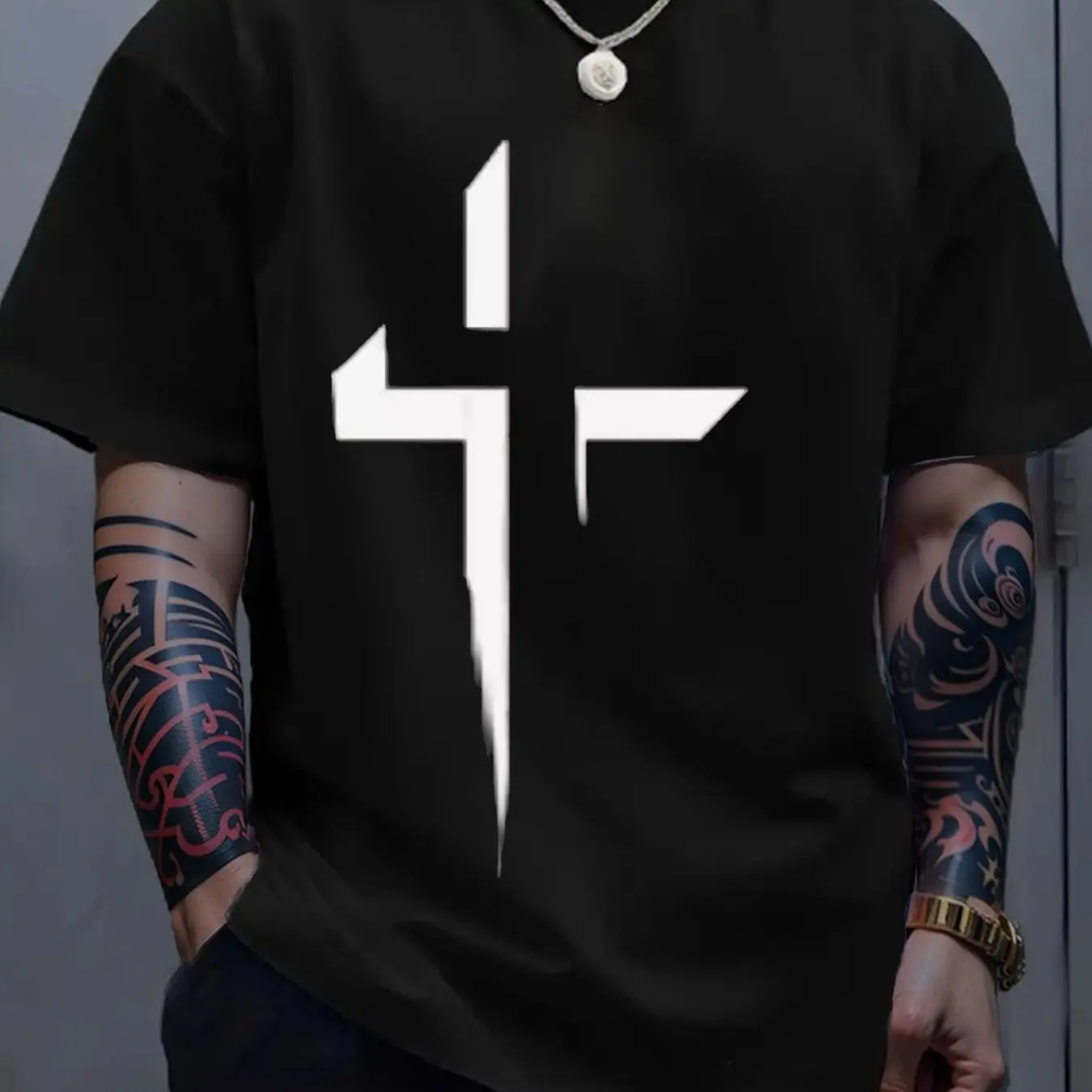 Men's Summer Loose Size 100% Cotton Classic Letter Number Pattern Printed Slim Fit Casual Round Neck Short Sleeve T-shirt Top