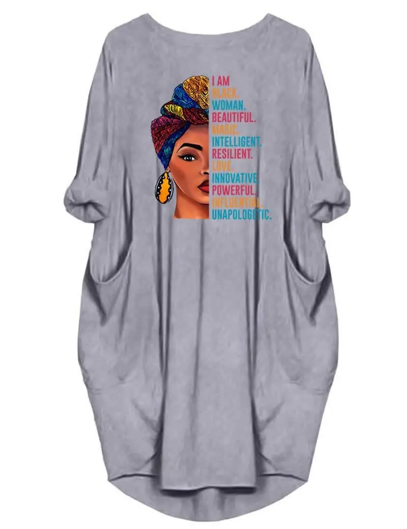 Women's Loose  Long Sleeved Summer Plus Size Dress Autumn  Winter Black Women