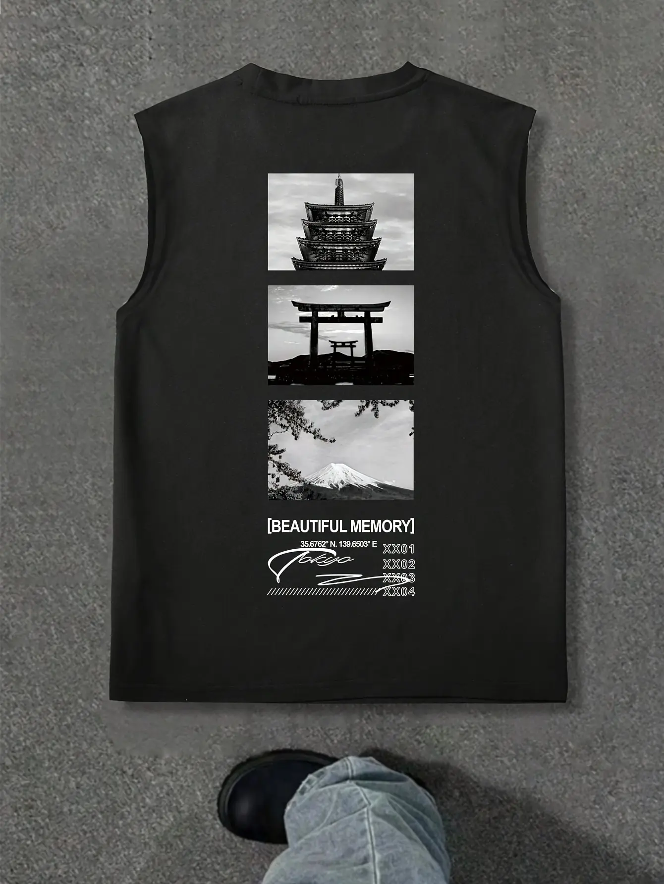 Men's Summer Leisure Sports Fitness Loose Fashion Pattern Printed Comfortable Breathable Round Neck Sleeveless Tank Top