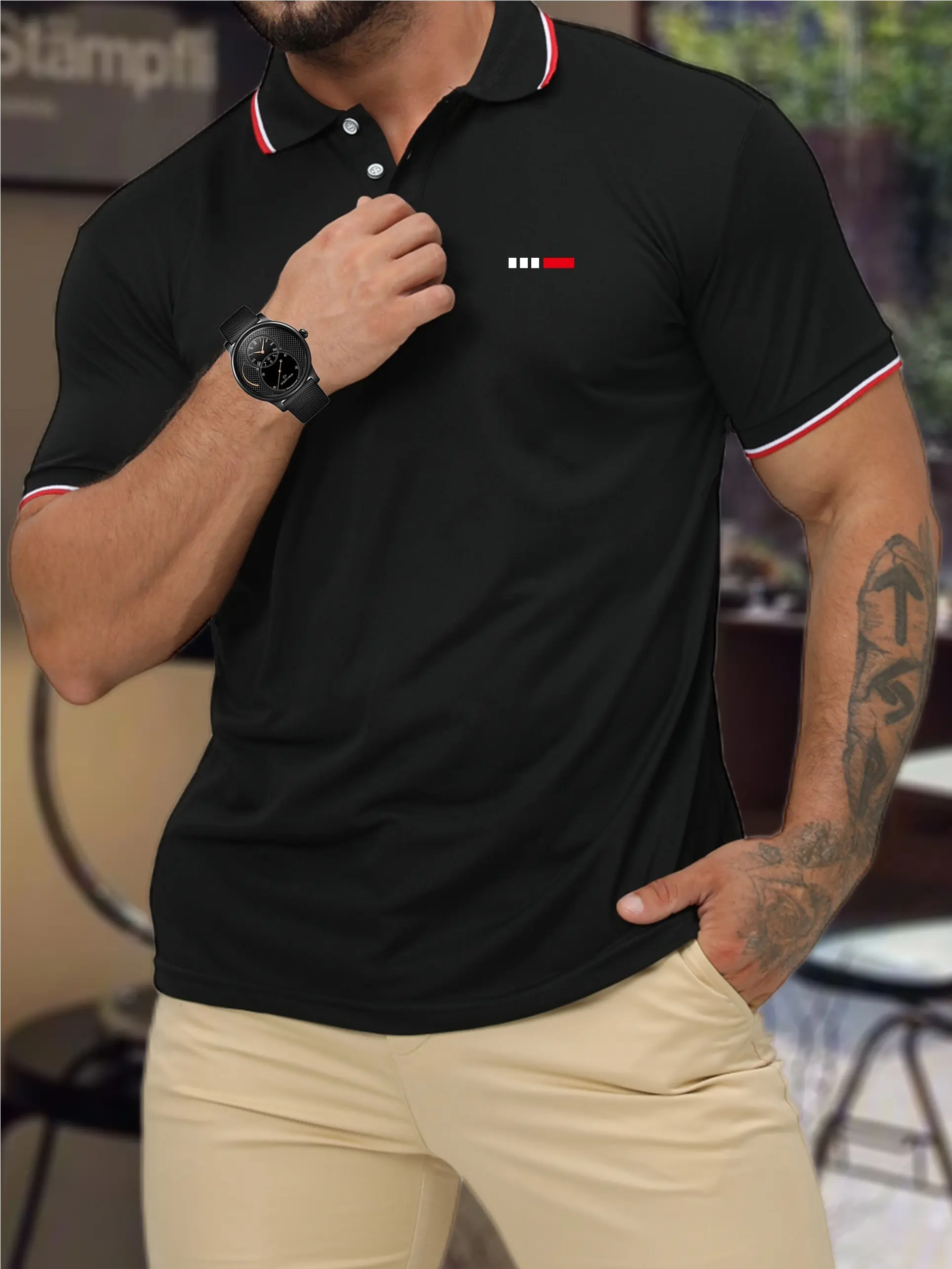 Men's Summer POLO Shirt Tops Street Style Fleece tops Autumn Casual tshirt Fashionable Crewneck Pullovers