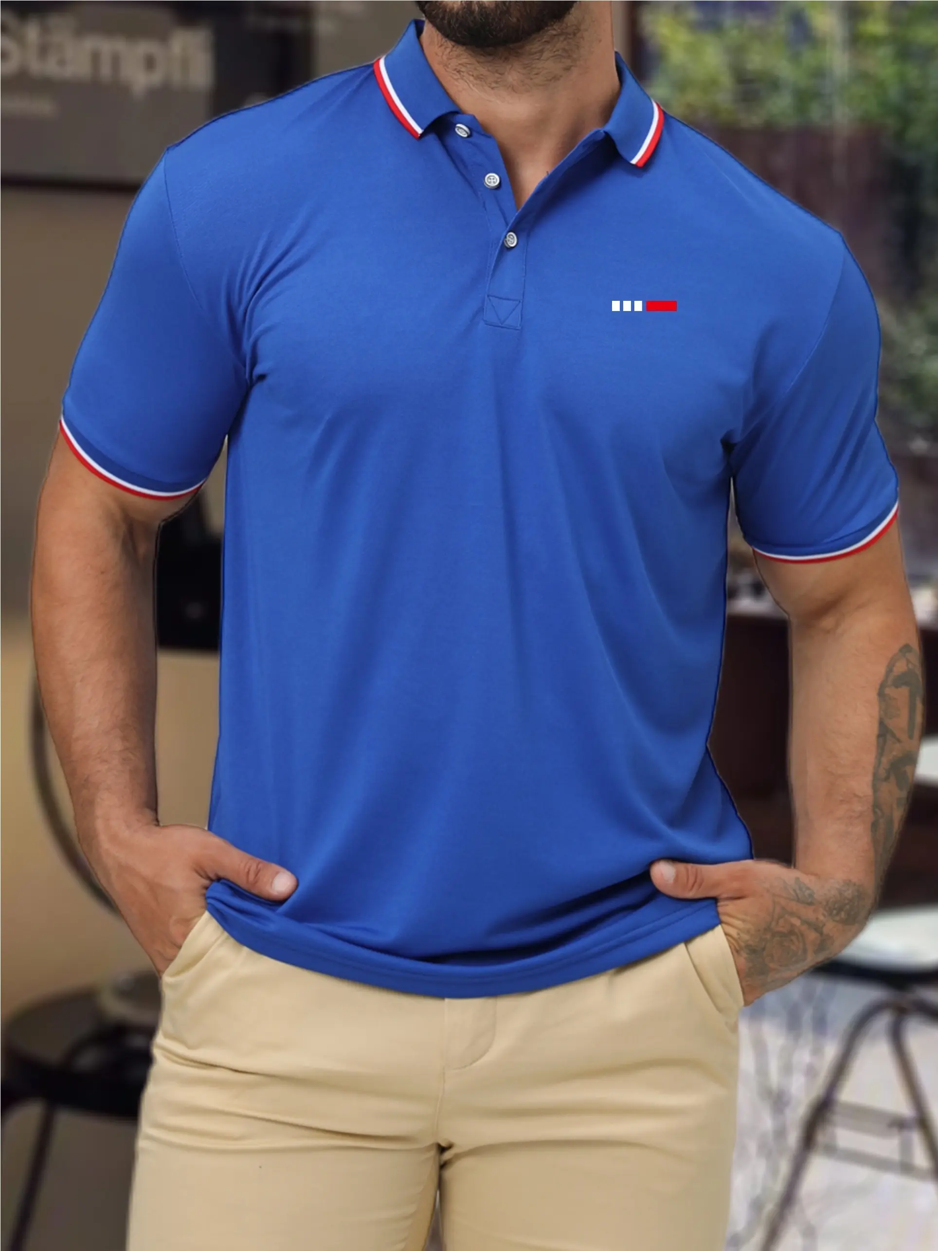 Men's Summer POLO Shirt Tops Street Style Fleece tops Autumn Casual tshirt Fashionable Crewneck Pullovers