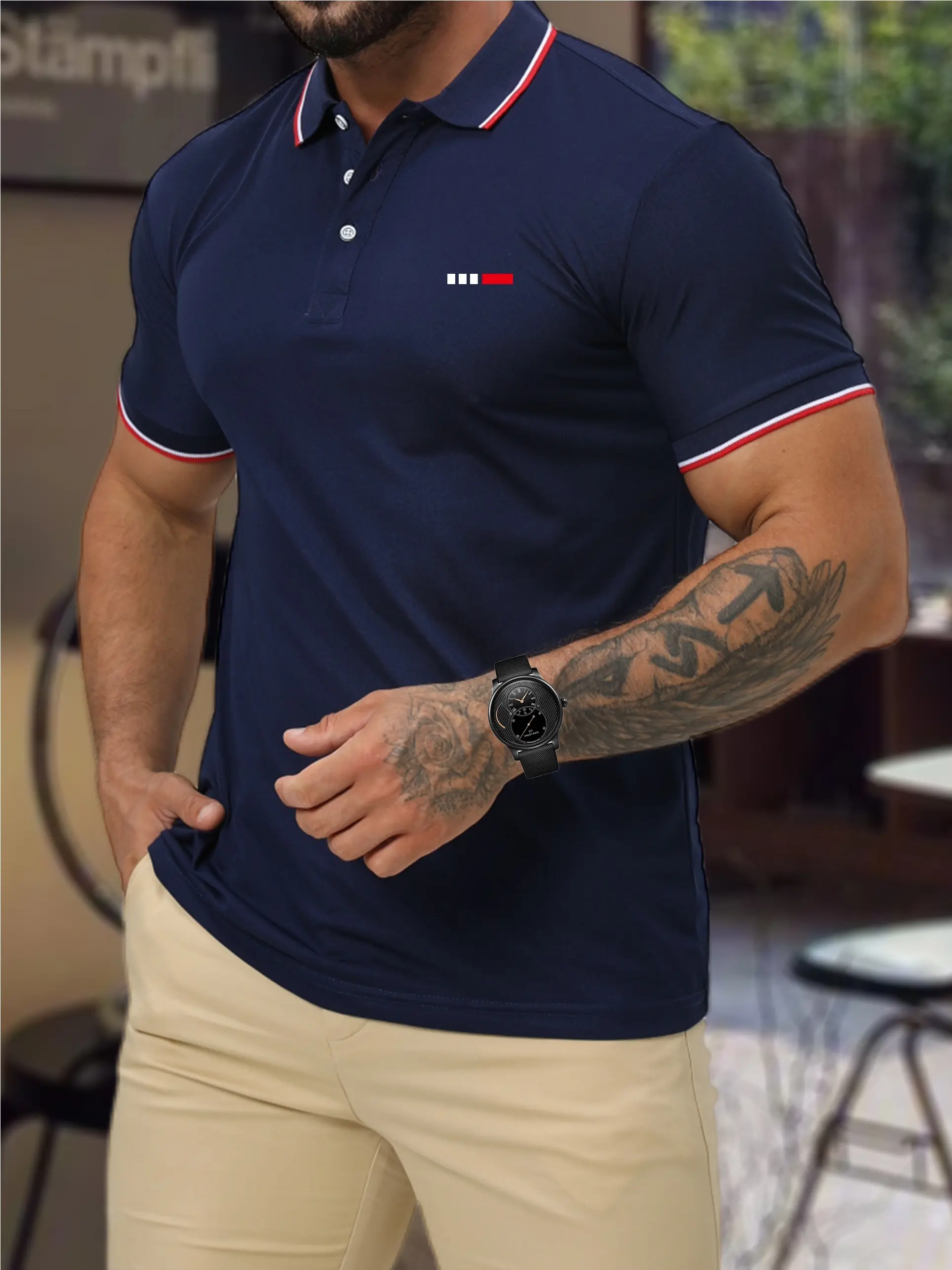 Men's Summer POLO Shirt Tops Street Style Fleece tops Autumn Casual tshirt Fashionable Crewneck Pullovers