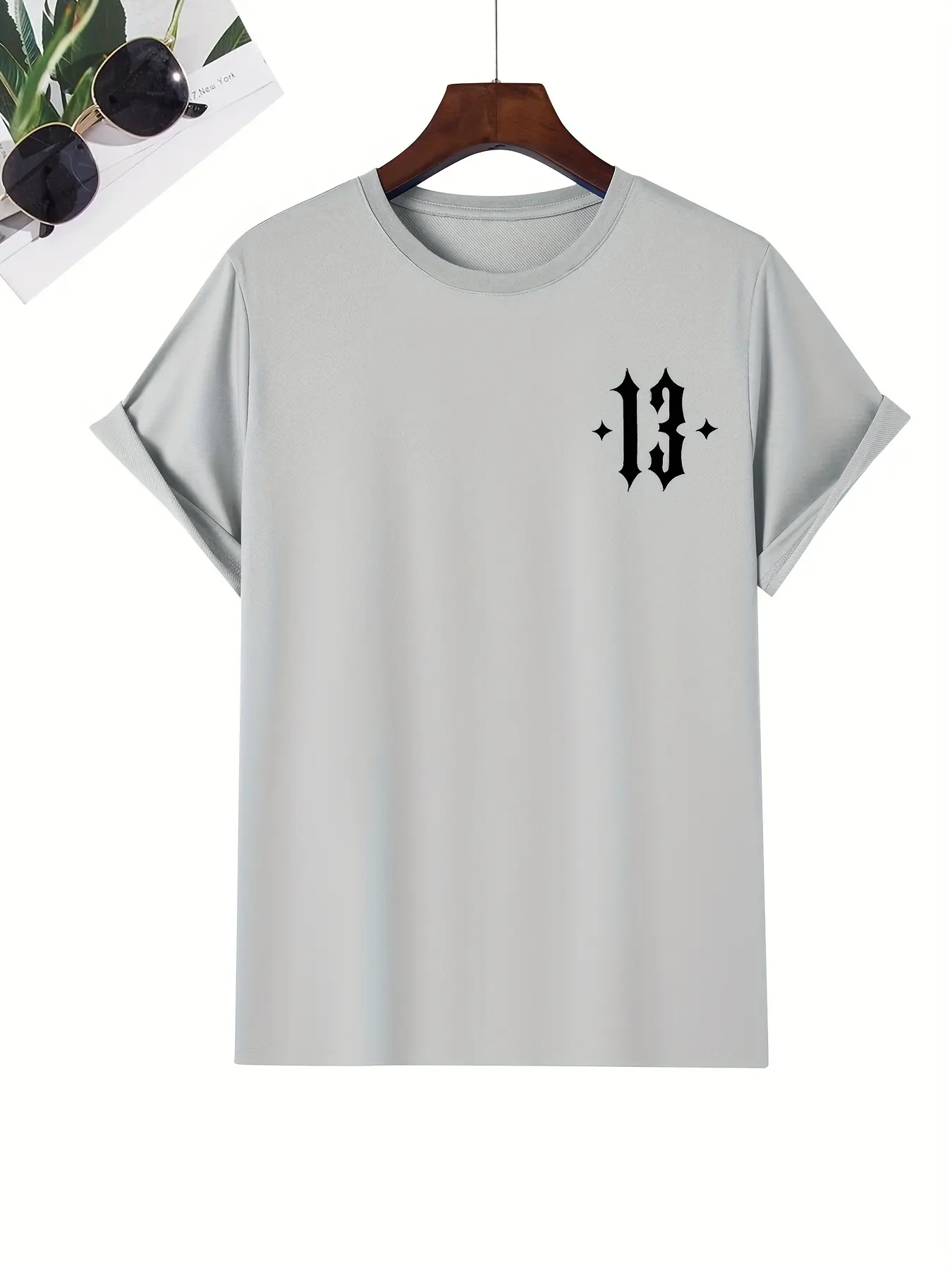 Men's summer 100% pure cotton fashionable casual sports loose pattern printed round neck short sleeved T-shirt top