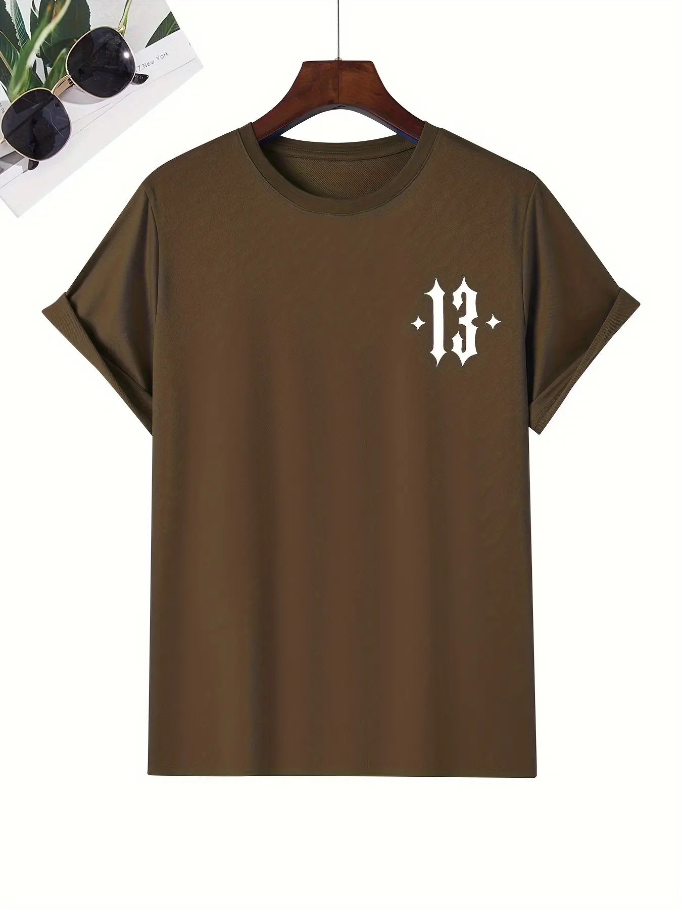 Men's summer 100% pure cotton fashionable casual sports loose pattern printed round neck short sleeved T-shirt top