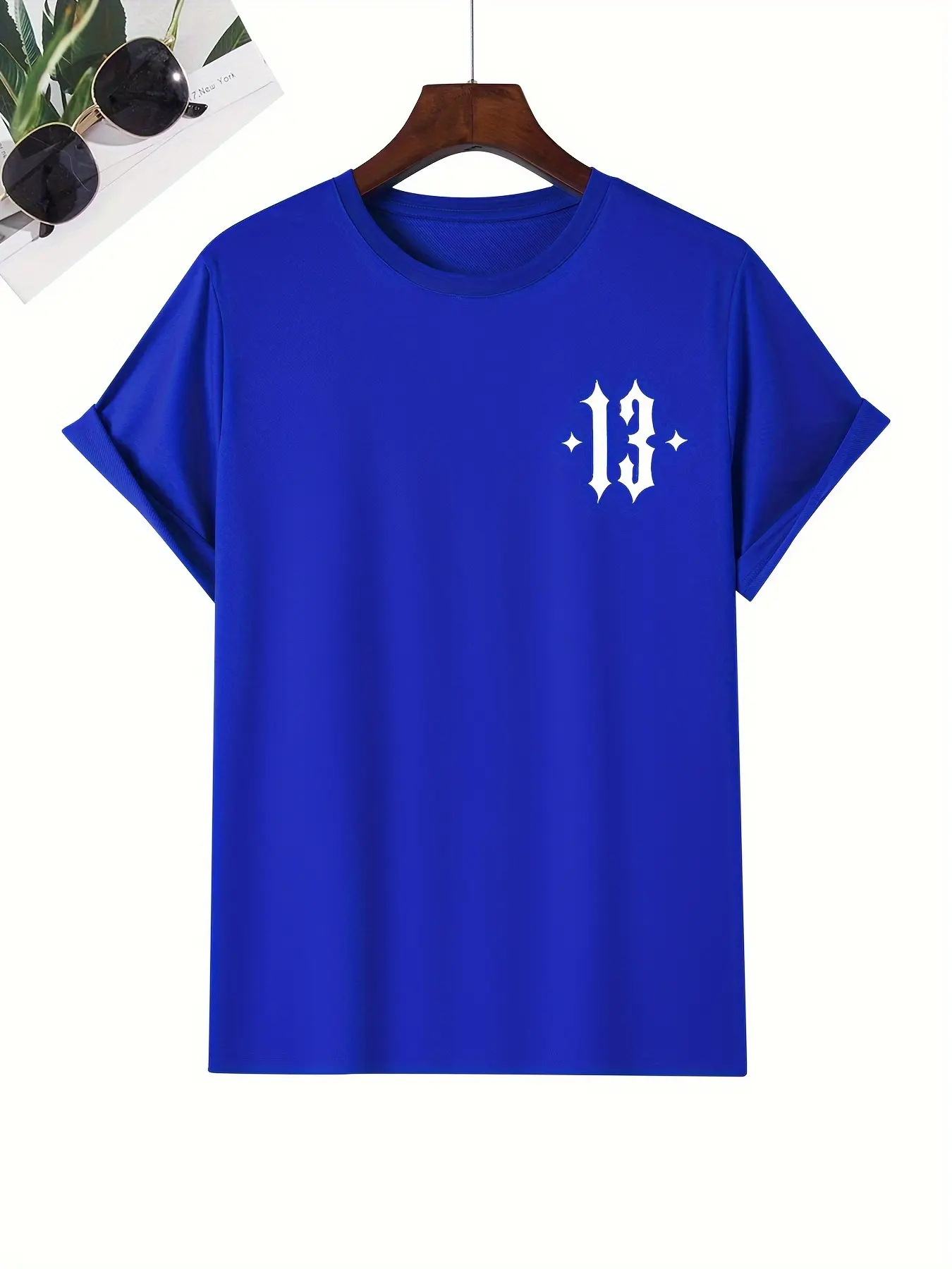 Men's summer 100% pure cotton fashionable casual sports loose pattern printed round neck short sleeved T-shirt top