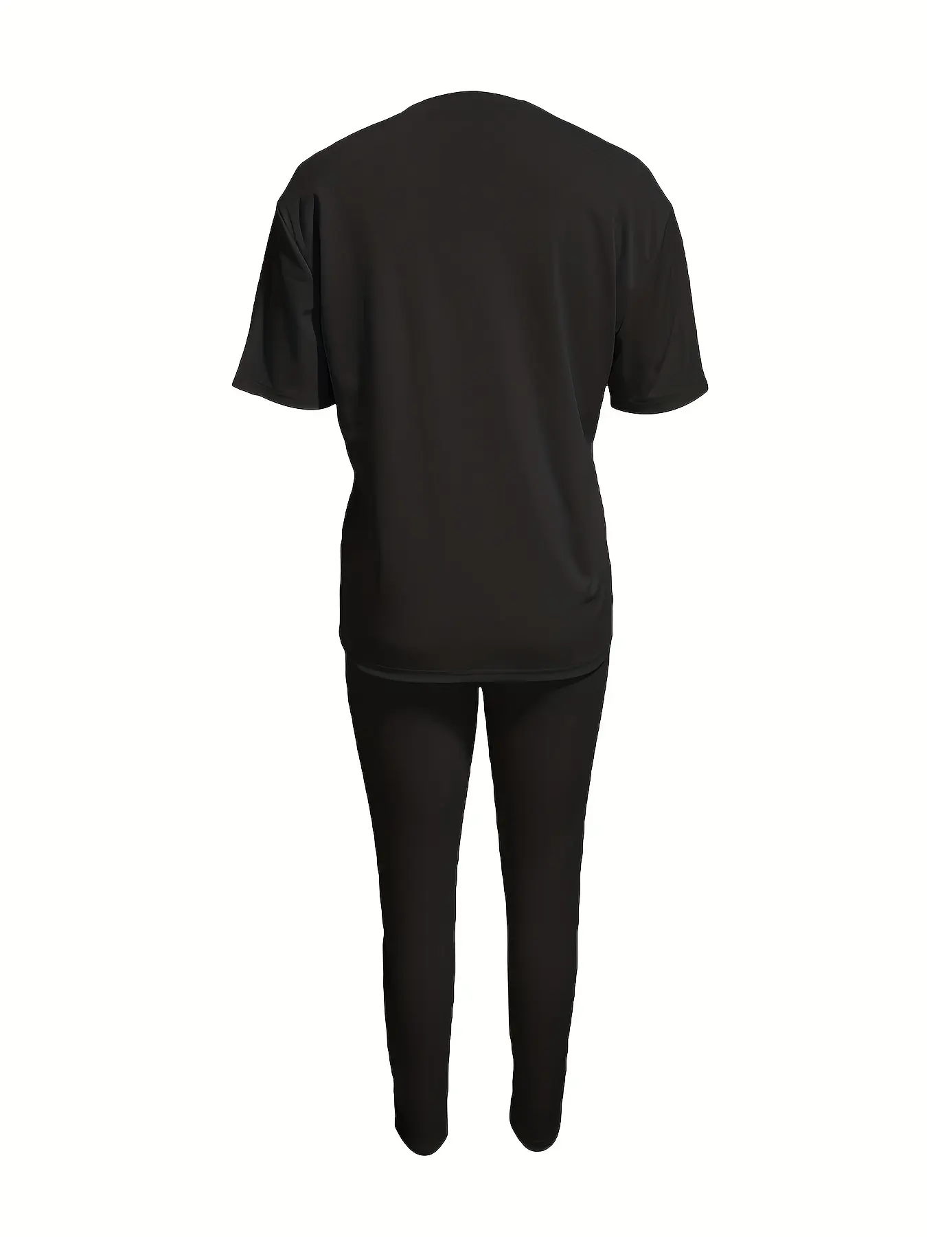 Women's 23 printed casual loose fit large round neck short sleeved T-shirt tight bottomed pants two-piece set