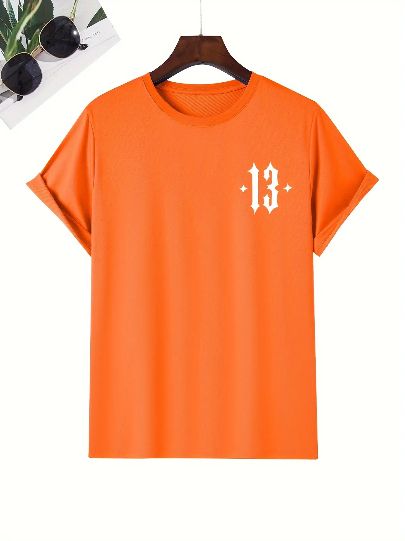 Men's summer 100% pure cotton fashionable casual sports loose pattern printed round neck short sleeved T-shirt top