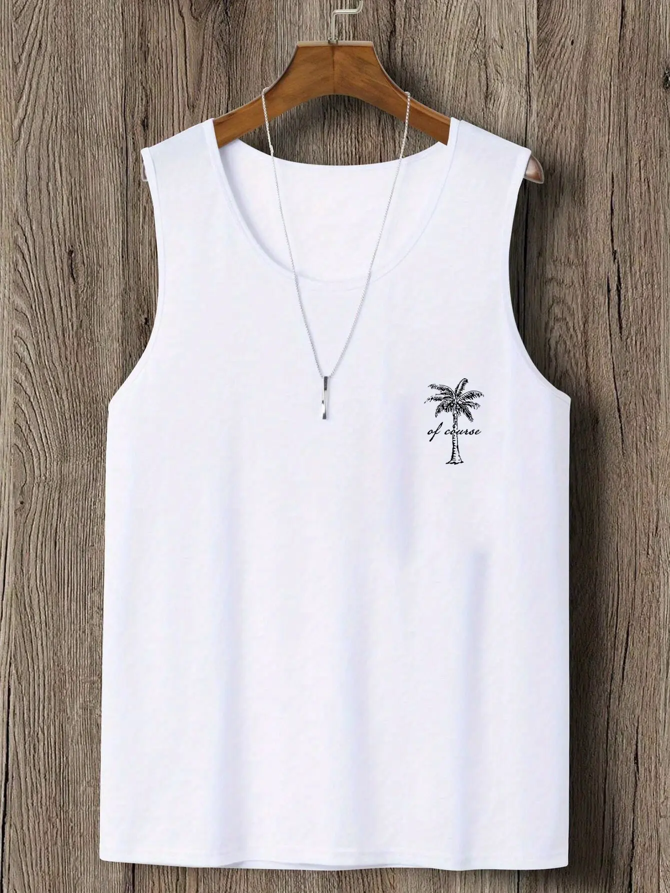 Men's summer casual sports loose coconut tree pattern dual sided printed comfortable and breathable round neck sleeveless vest