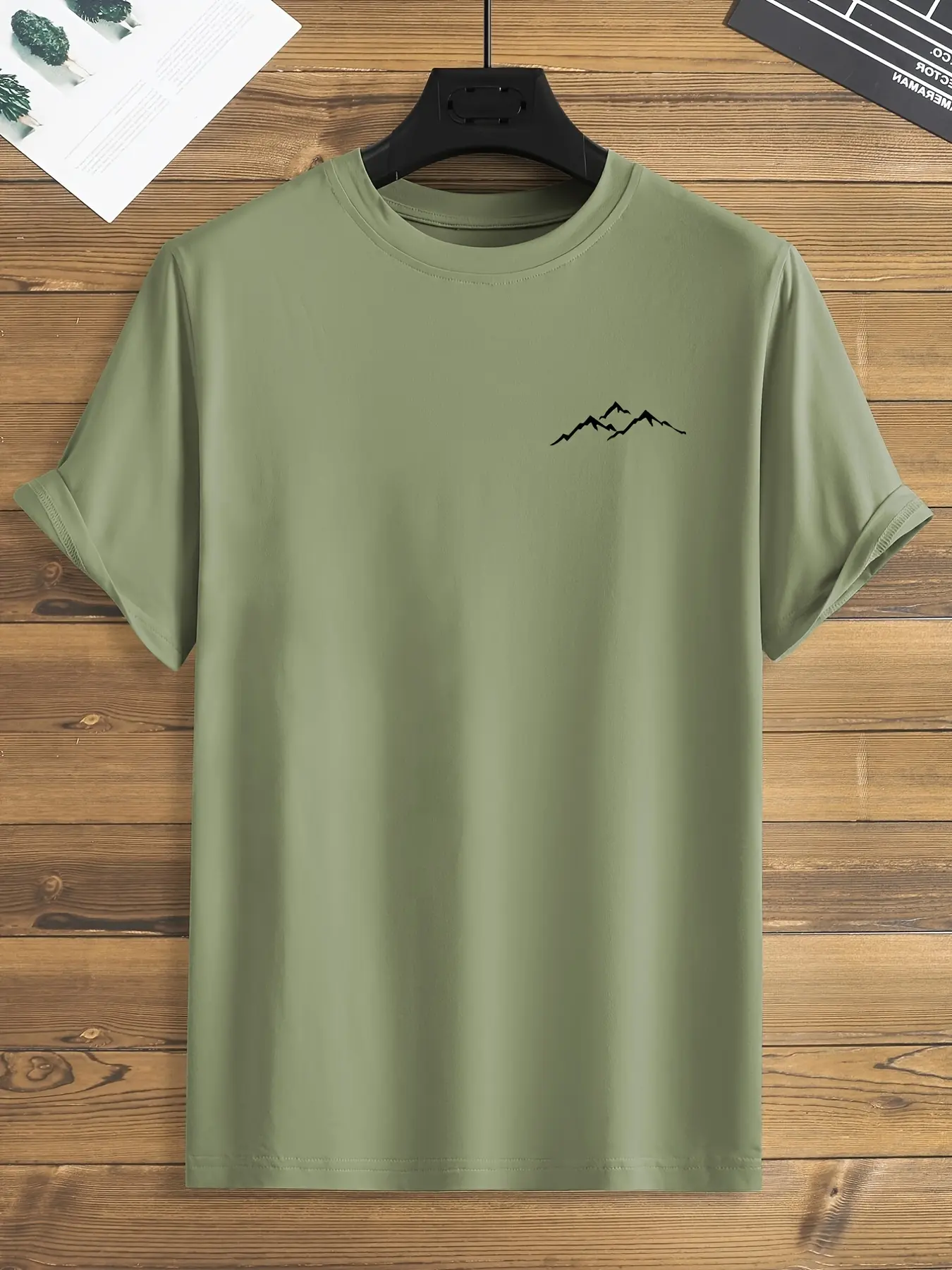 Summer Men's 100% Cotton Casual Sports Loose Large Mountain Pattern Printed Comfortable Round Neck Short Sleeve T-shirt Top