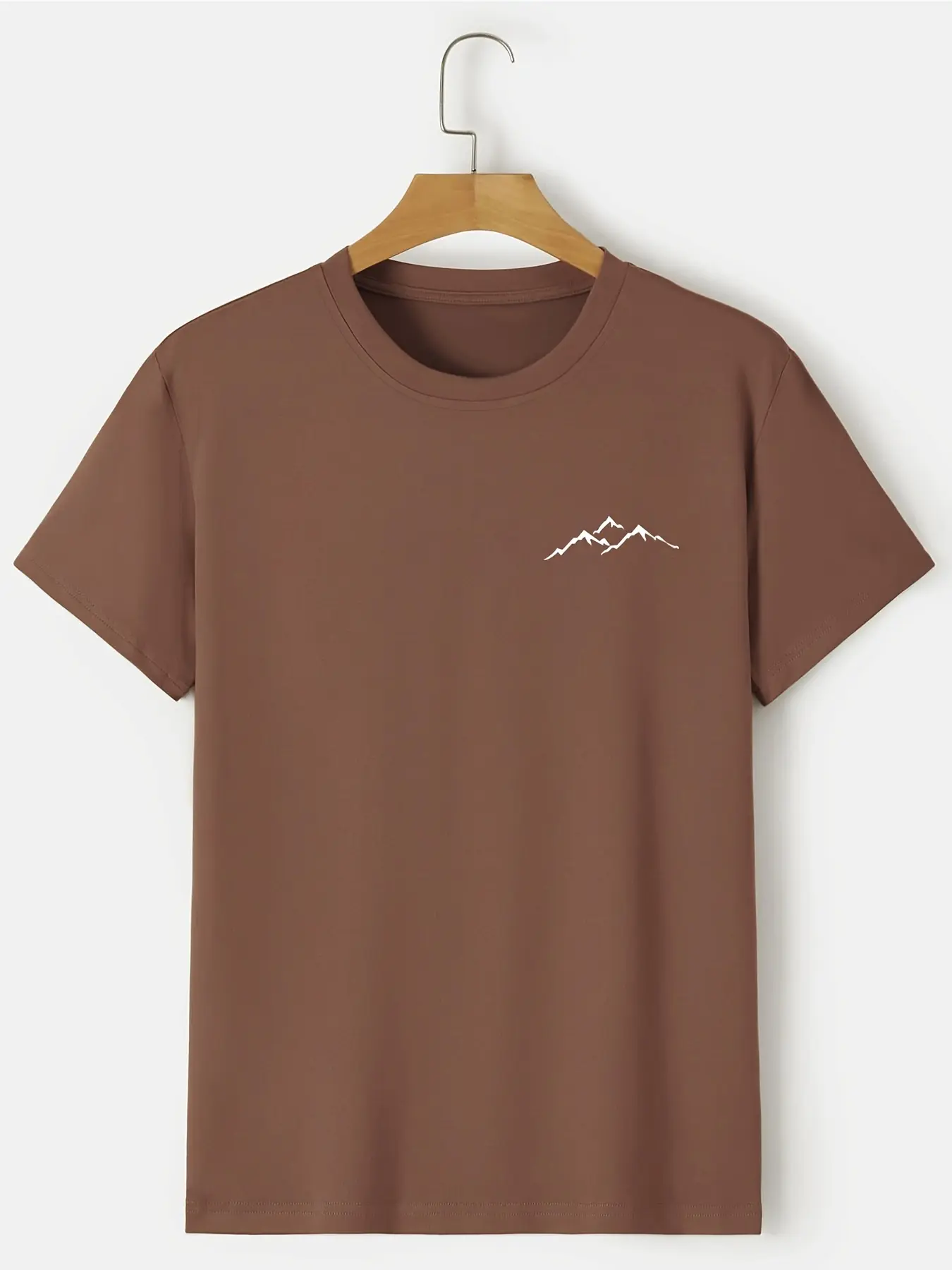 Summer Men's 100% Cotton Casual Sports Loose Large Mountain Pattern Printed Comfortable Round Neck Short Sleeve T-shirt Top