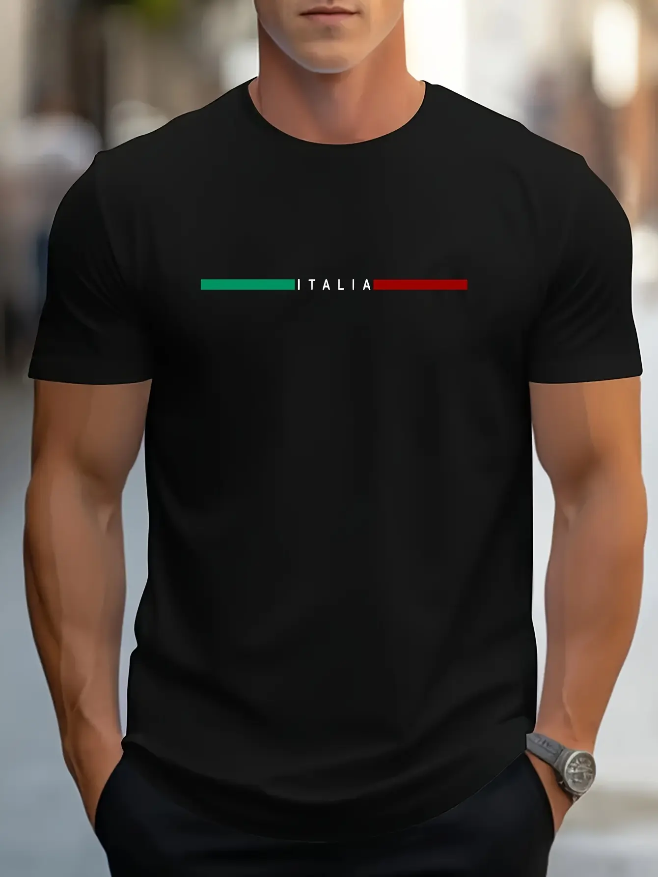 Italian printed men's heavyweight 100% cotton fashionable casual loose sports summer breathable comfortable T-shirt