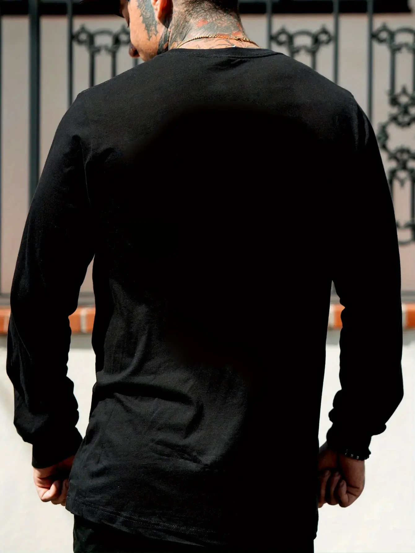 Men's 100% pure cotton summer loose comfortable casual print large round neck  long sleeve T-shirt top