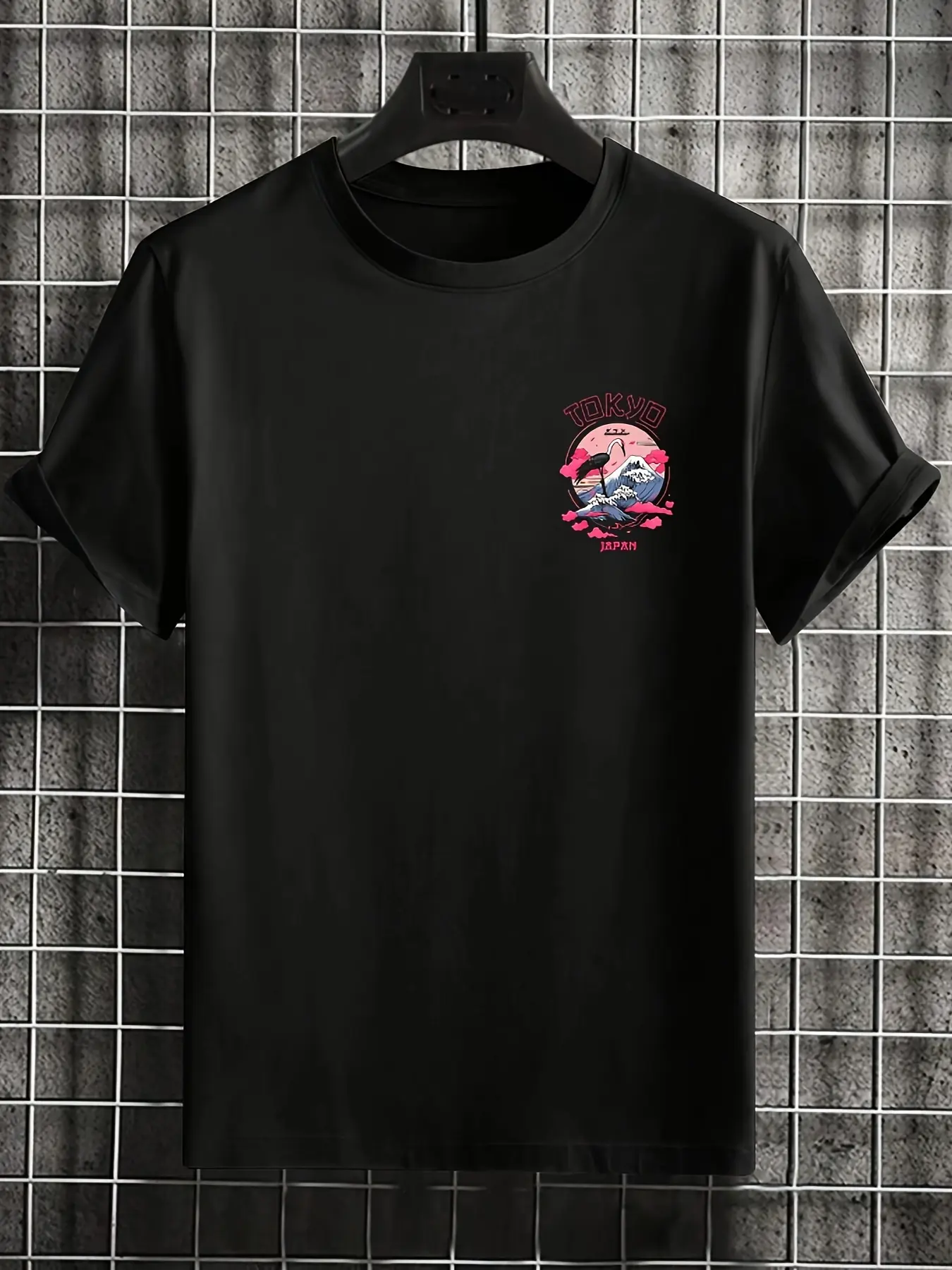 Men's Summer 100% Cotton Fashionable Casual Loose Tokyo Casual Pattern Printed Round Neck Short Sleeve T-shirt Top