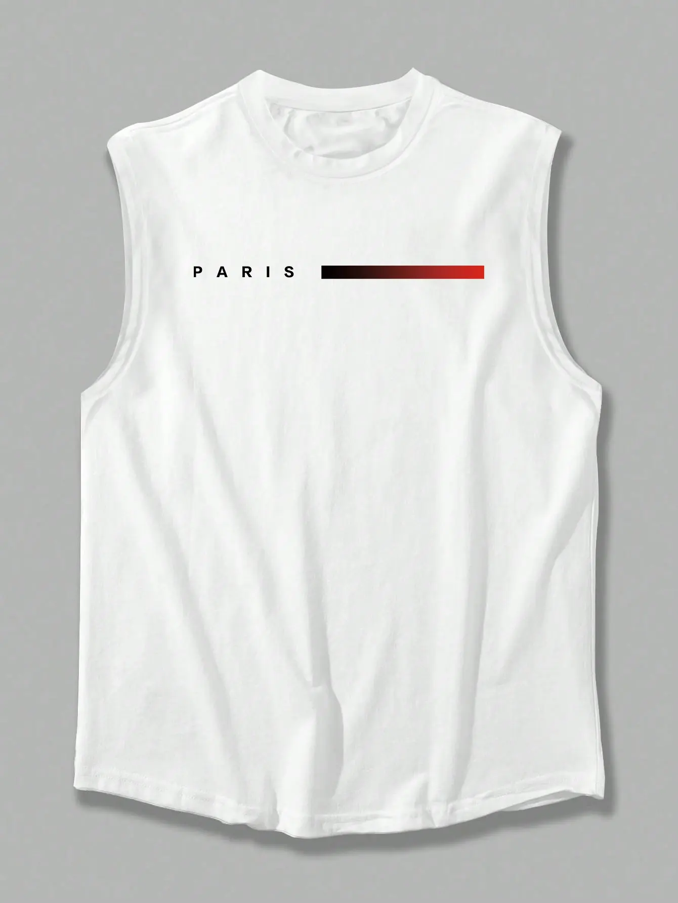 Men's summer fashion casual sports loose Paris pattern print comfortable breathable round neck sleeveless vest