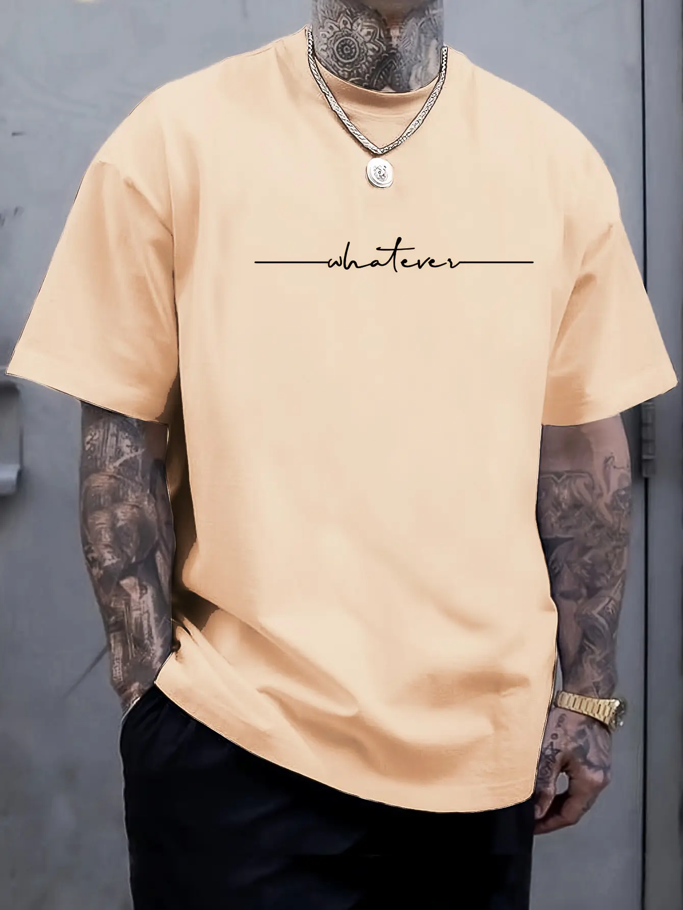 Summer Men's 100% Cotton Casual Loose Large Size Letter Pattern Printed Comfortable Sports Round Neck Short Sleeve T-shirt Top